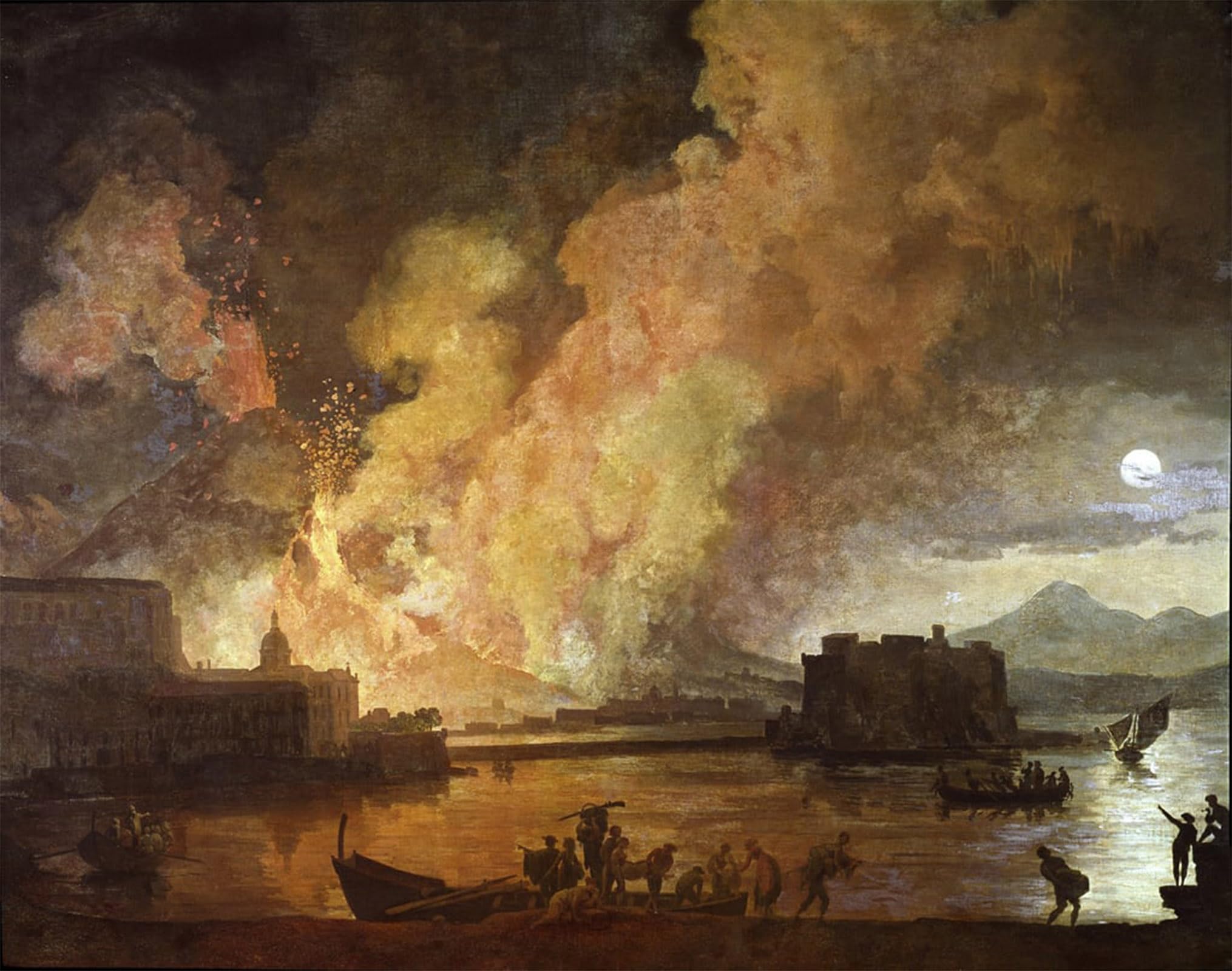 POSTERIIk Famous Animal Posters Vintage Picture the Eruption of the Vesuve in Naples in the Moonlight by Pierre Jacques Volaire Modern Wall Decor for Home Decor 60x90cm