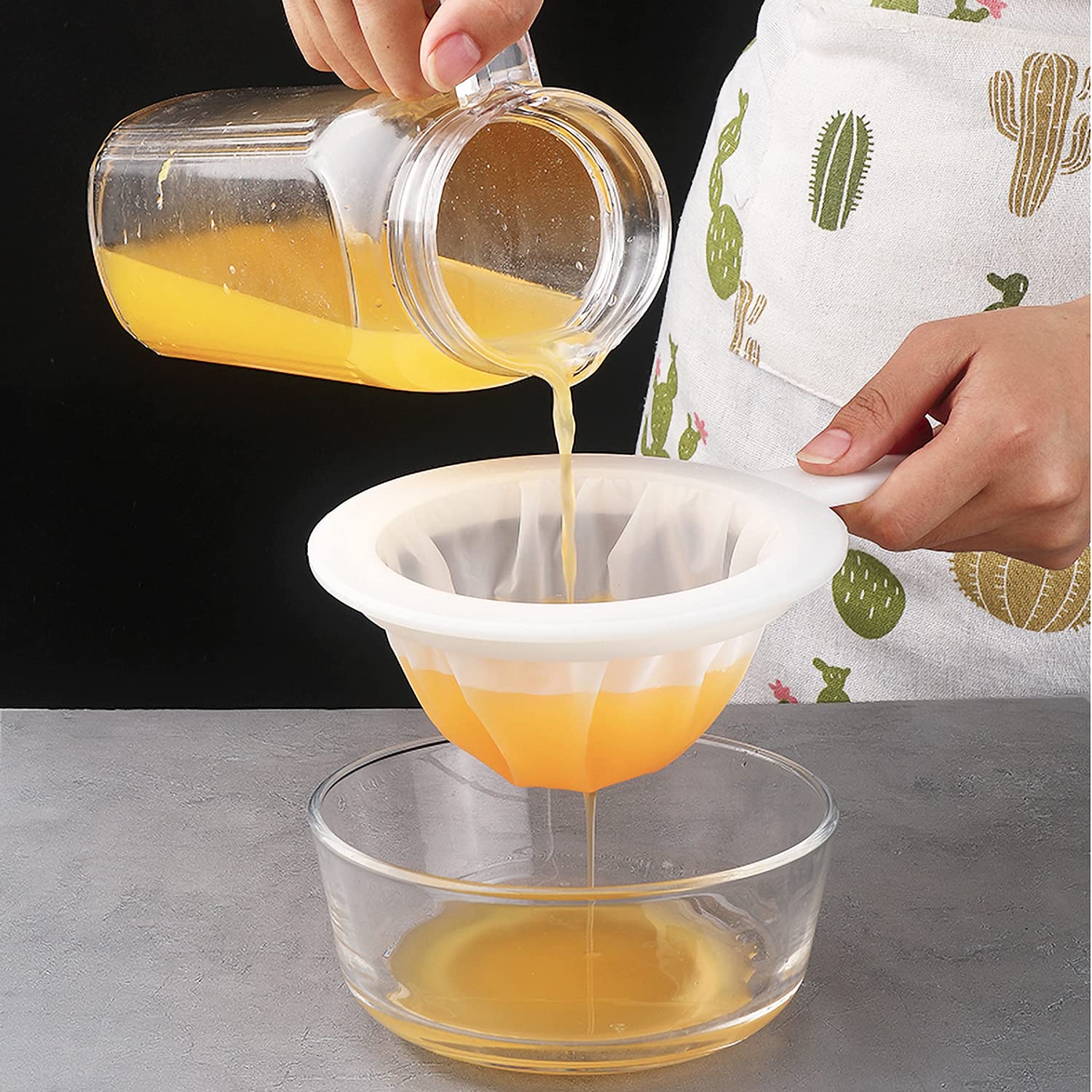 Colador de malla ultrafina de malla 100 para cocina, cuchara de filtro de malla de nailon con asa, herramienta de cocina para leche de soja, jugo, vino (1 unidad) 4