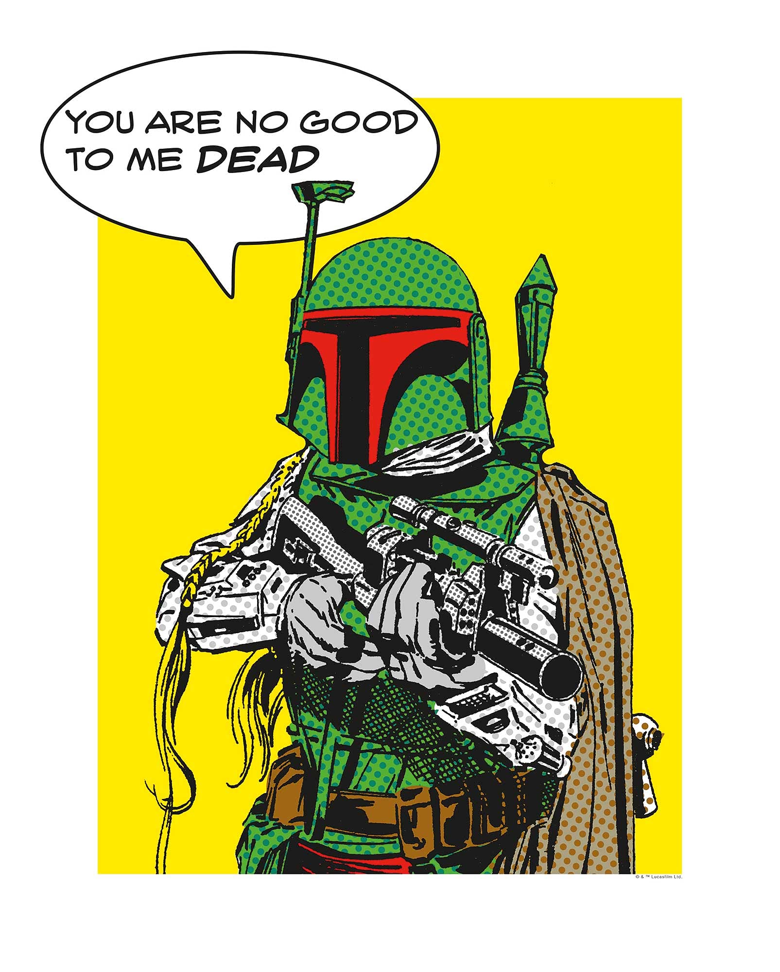 Komar Wall Picture Star Wars Classic Comic Quote Boba_Fett Children's Room Decoration Art Print Without Frame Available in 3 Sizes, Colourful, WB113-40x50