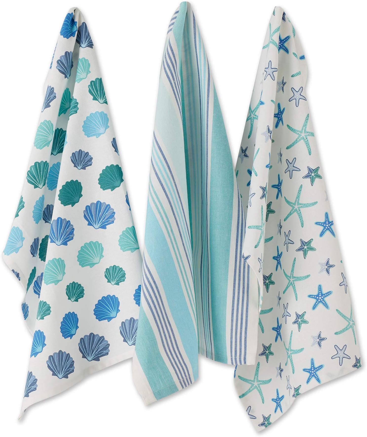 DII Fouta Beach House Vibes Collection Kitchen Linens, Dishtowel Set, Beach Comber, 3 Piece