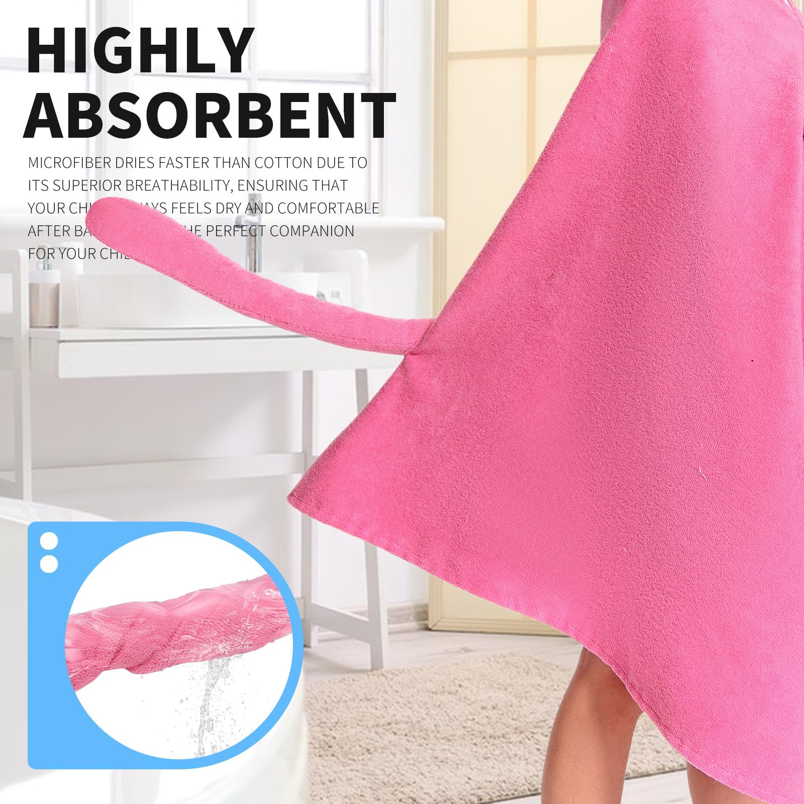 OLAOLA Kids Hooded Bath Towels, Soft Absorbent Beach Towel Swimming Wrap, Changing Robe Bath Poncho for Boys Girls 3-12 Years, Cat - Image 4