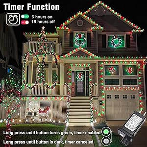 165FT 500 LED Christmas Lights Outdoor, Plug in Christmas String Lights Indoor with Waterproof, 8 Modes Twinkle Fairy Lights for Xmas Tree Patio Garden Holiday Decorations, Red and Green