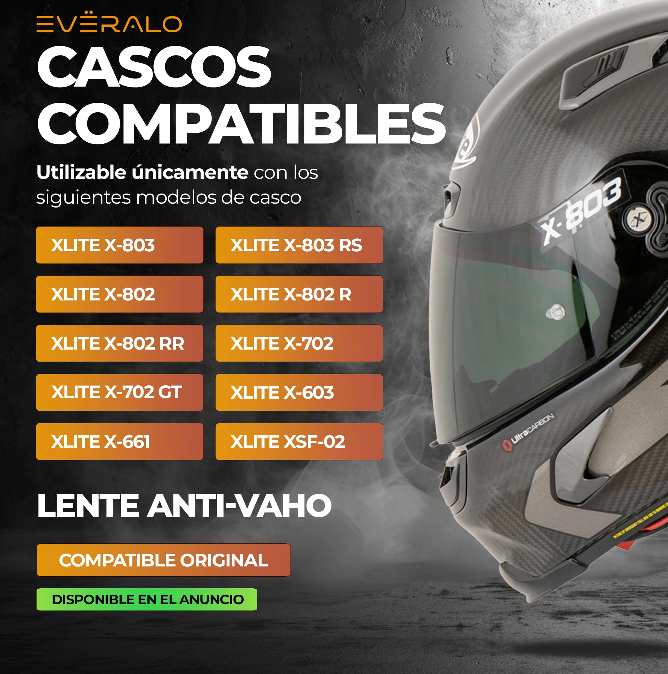 Visera compatible con Xlite X803 - X802 - X802r - X802rr - X702 - X661 - X603 - Xsf 02 (Fotocromatica)