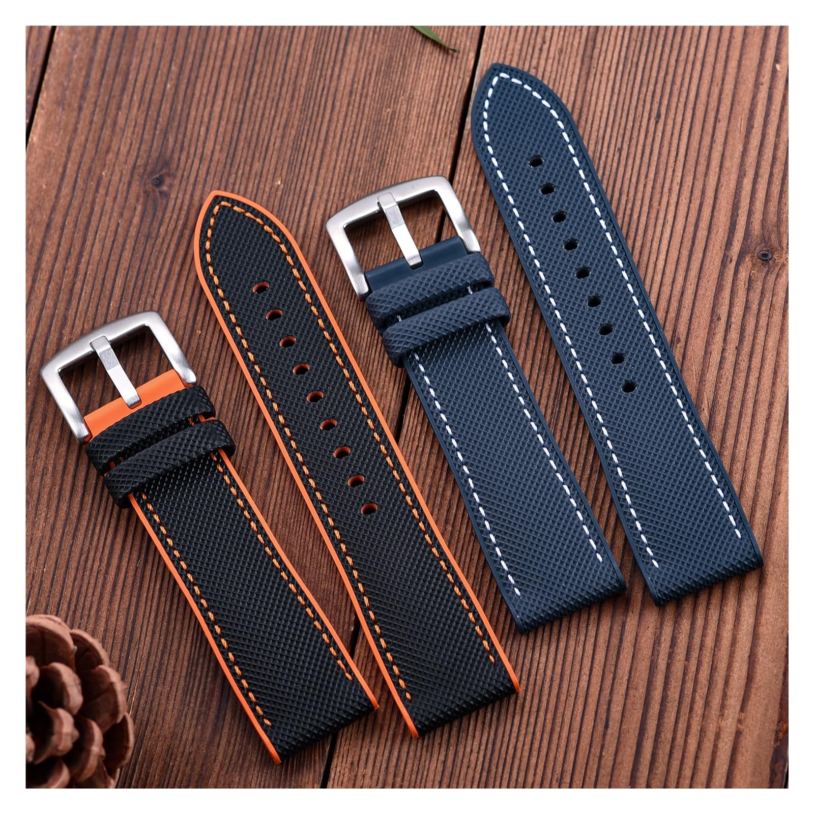 Cinturino Per Orologio In Pelle E Tela Per Compatibile Con Varie Marche | Cinturino in pelle FKM in tela per vele, vestibilità precisa (nero)