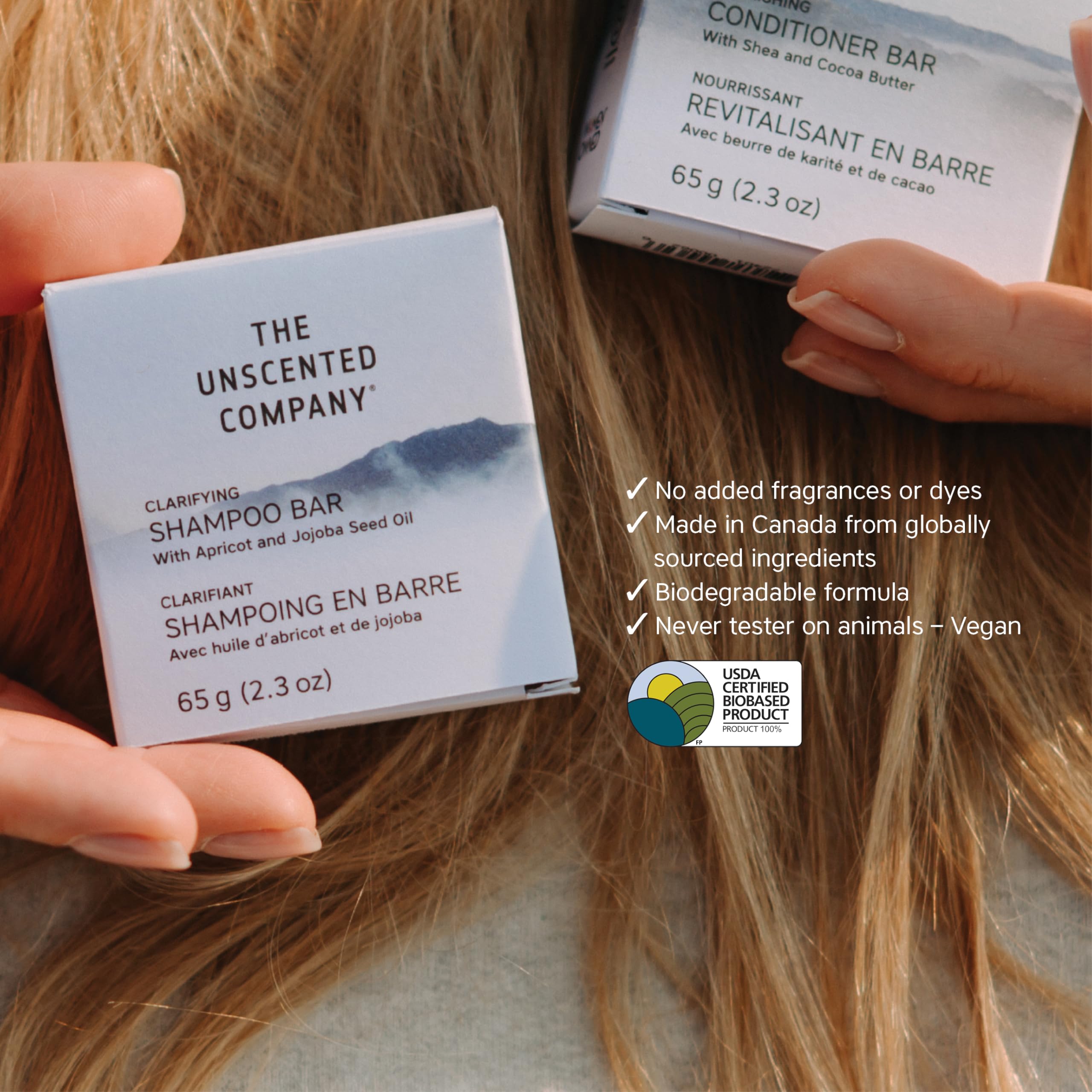 The Unscented Company, Solid Shampoo Bar, 65 g, Water and Plastic Free, Unscented Body Care
