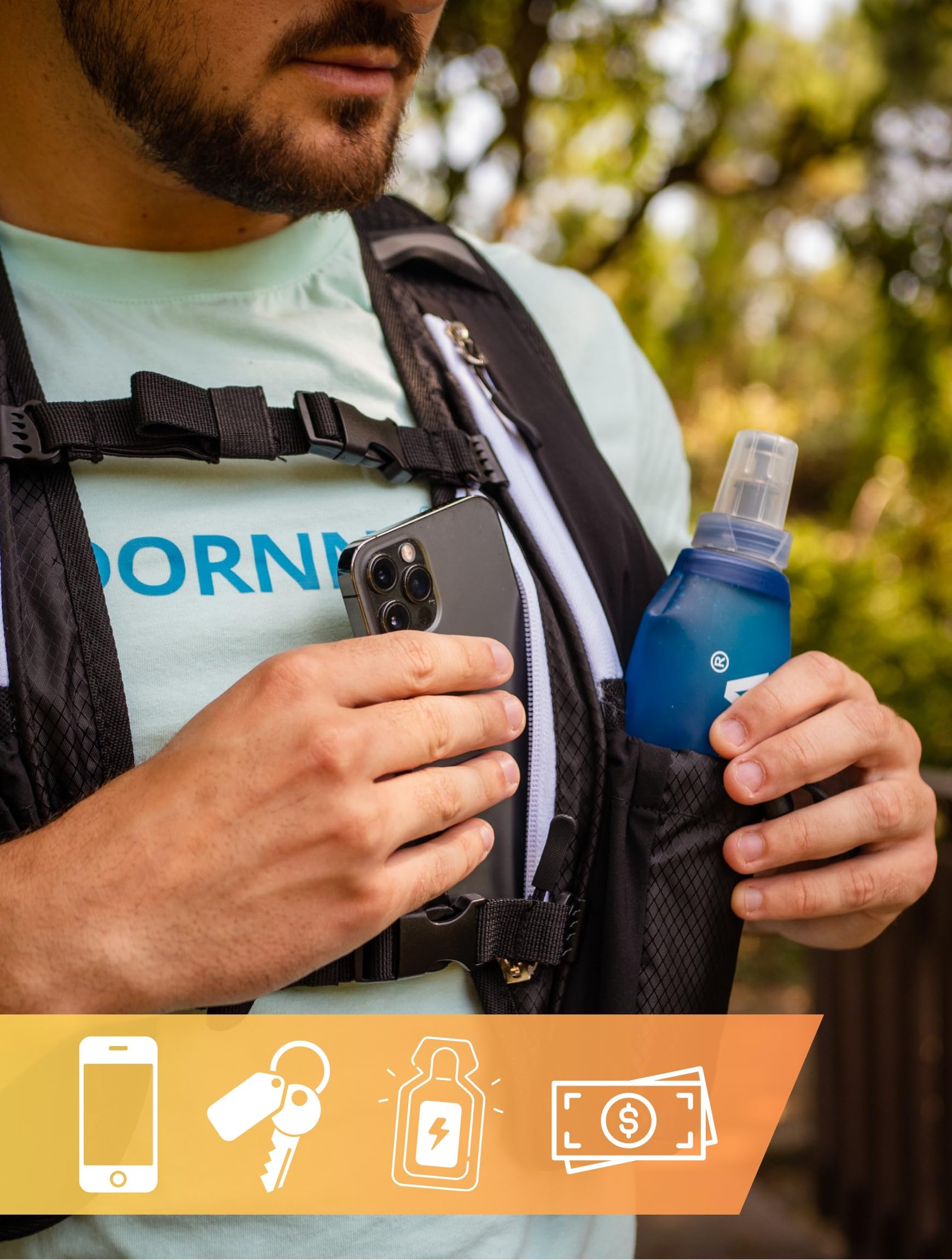 Ultra Terra V2 - Chaleco Hidratación Trail Running + 2 Soft Flask 500ml de Regalo, Mochila de Correr Hombre y Mujer, Bolsillo Trasero para Vejigas de hasta 1.5L.