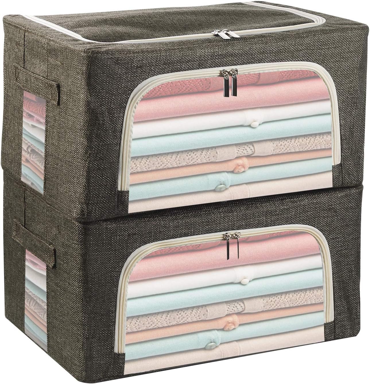 Foldable Organiser Cubes, Stackable Storage Bins Box(Coffee)