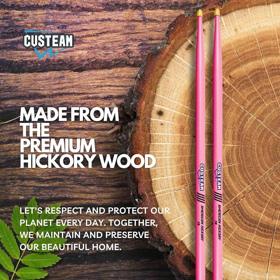 Sourcing Map 3 Pairs Maple Wood Drumstick Anti Slip Handle Grips 5A Blue Classic Drum Stick Wood Tip For Drumming Musical Instrument Percussion