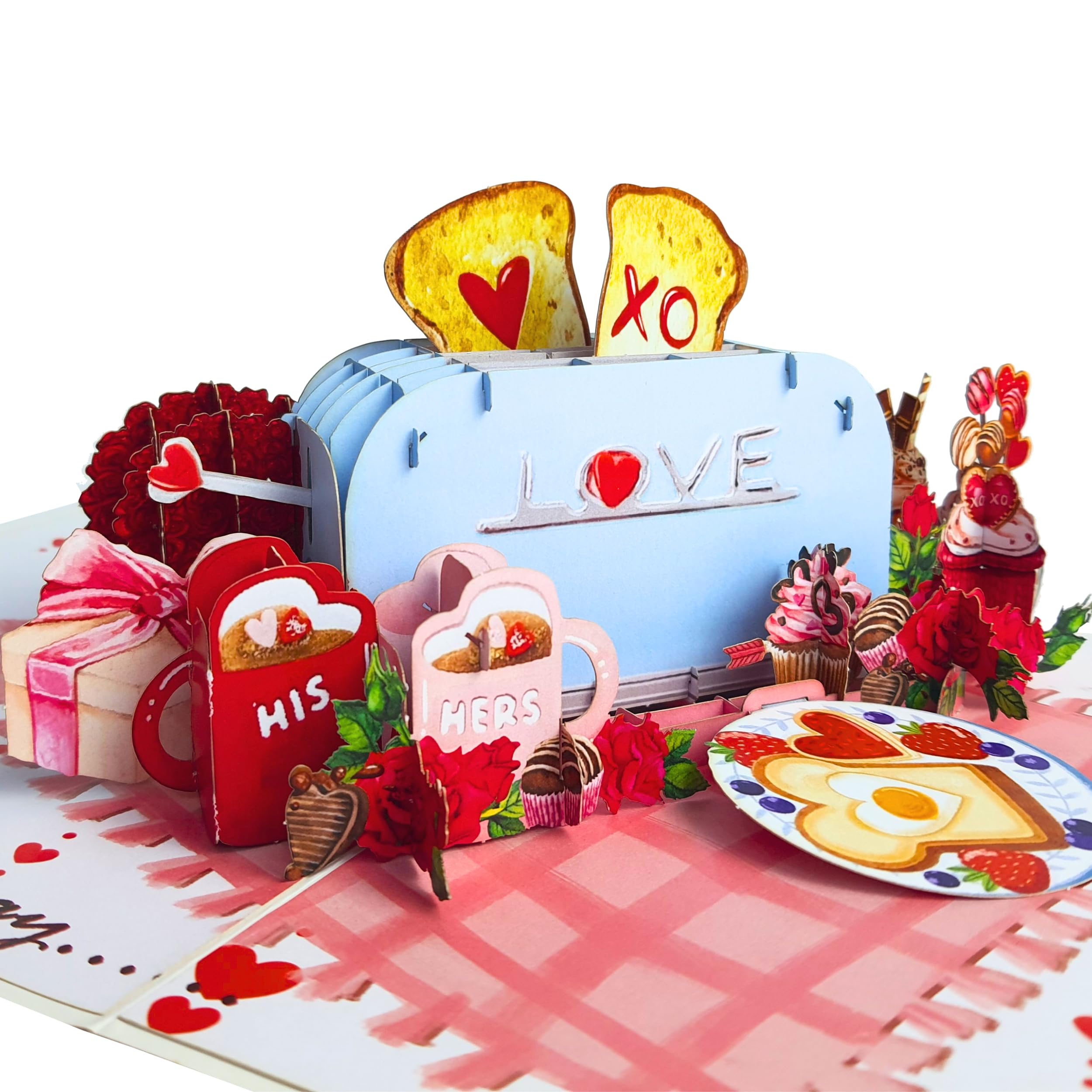 Pop-Up Valentinstagskarte Für Ihn & Sie | 3D Effekt, 15,2x20,3 Cm – Handgefertigt & Mit Umschlag