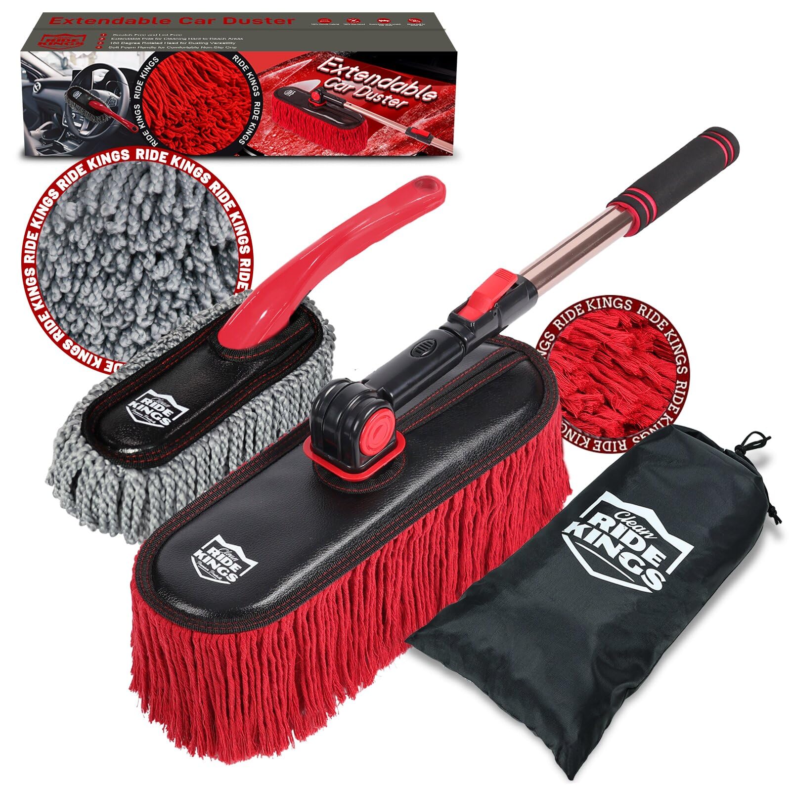Exterior Car Duster &amp; Brush Kit - Extendable，Wax Cotton