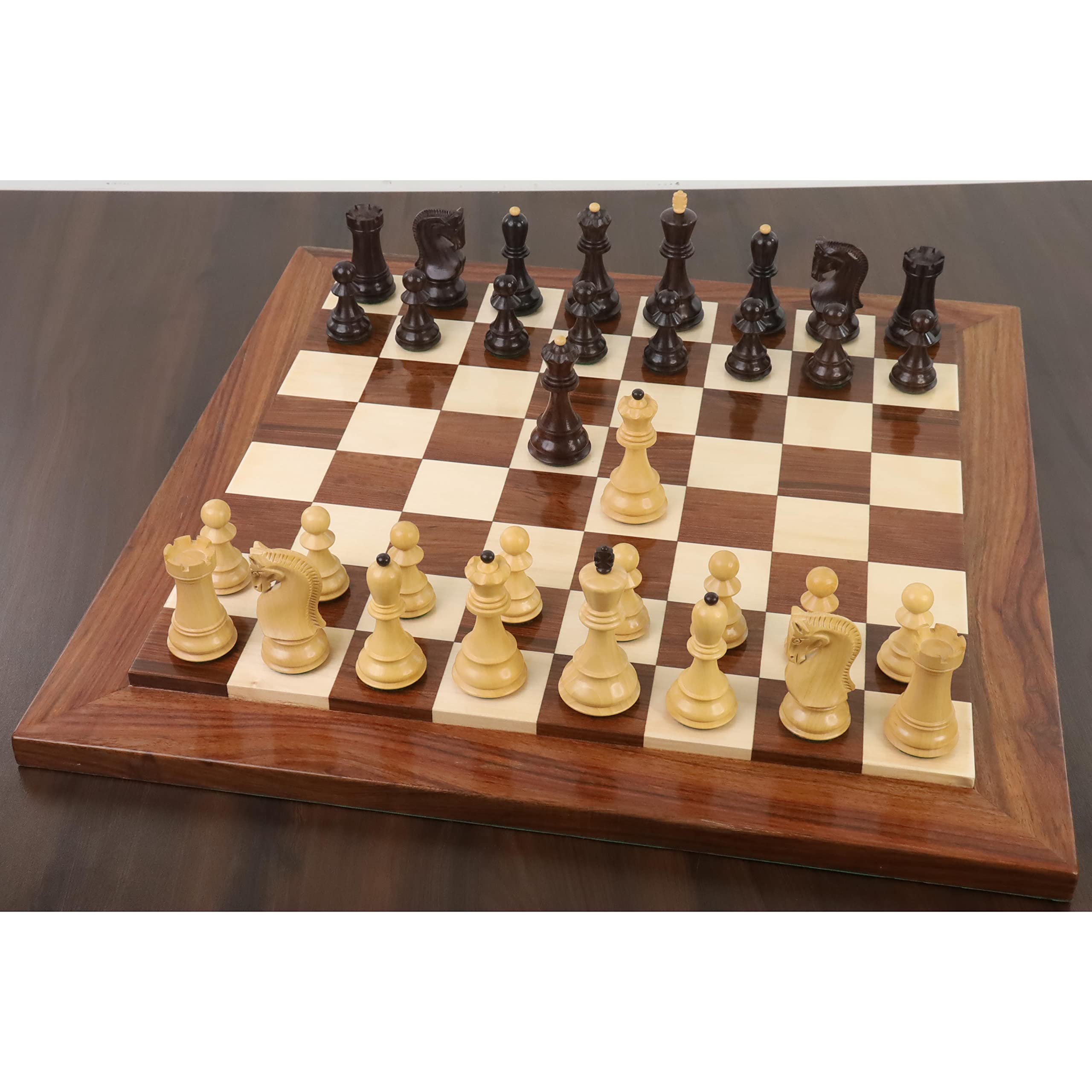 Set solo pezzi di scacchi russi Zagabria 59' da 9,9 cm, in legno di rosa con doppio peso
