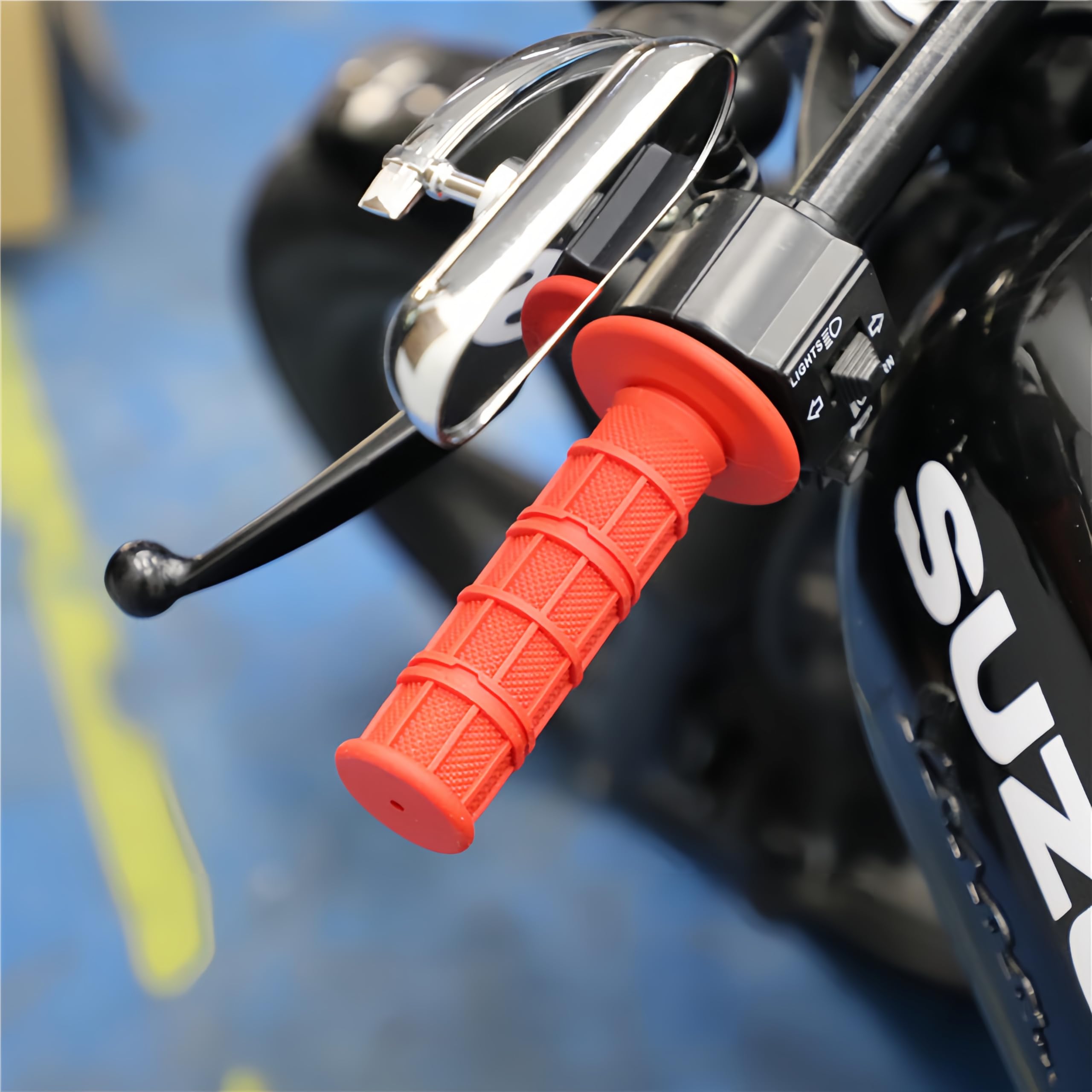 Pixywell Professional Waffle Grip Motorcycle Handlebar Grips - Anti Vibration, Waterproof, Non Slip - Universal 7/8" Fit for Harley, Yamaha, Honda, Dirt & Street Bike,Vibrant Colors — view 2
