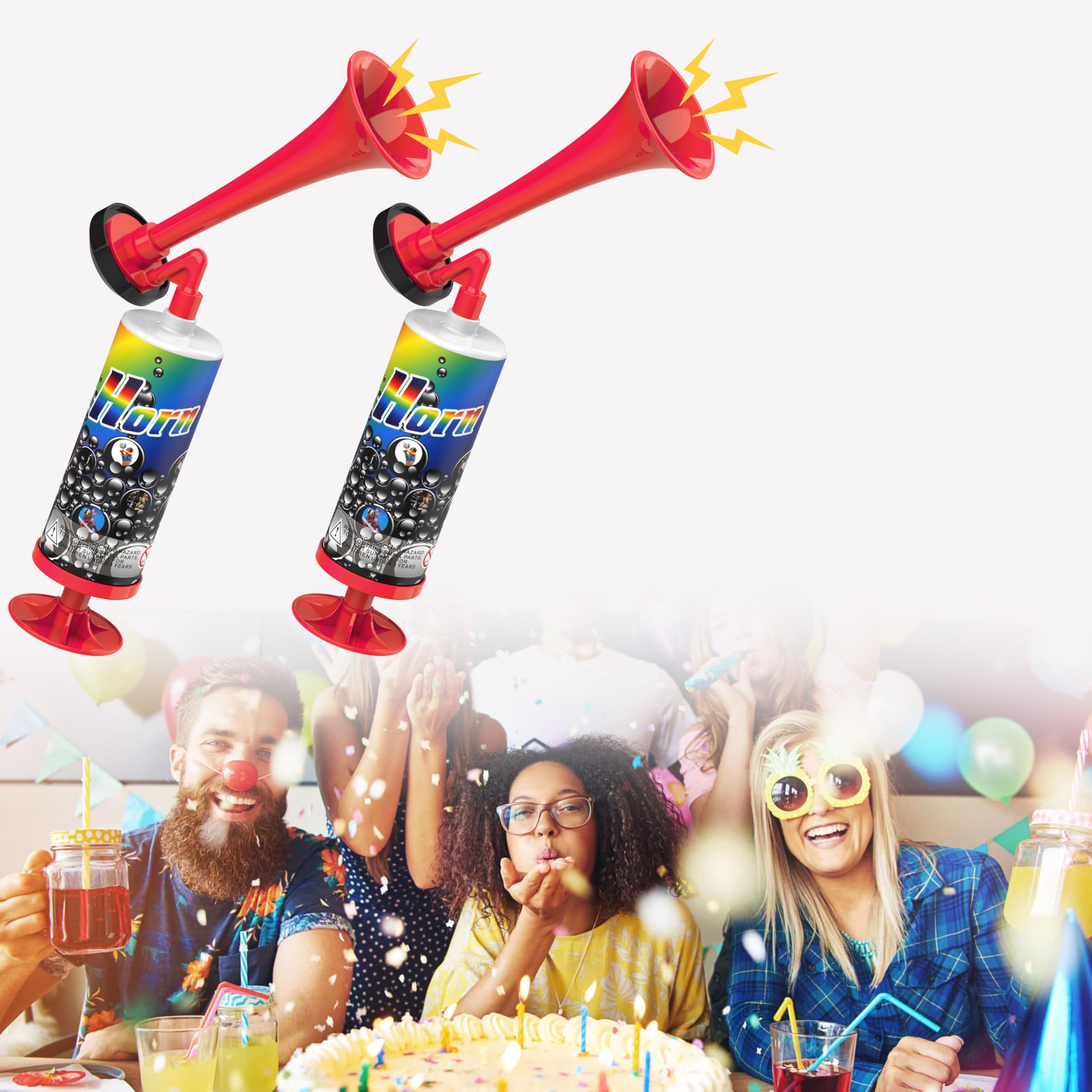 Air Horn, Handheld Signal Boat Horn Bear Horn Self Defense, Portable Super Loud Noise Makers Air Pump Sports and Marine Signal Safety Alarm Horns for Boating, Hiking, Sports Events (Red, 2PCS)