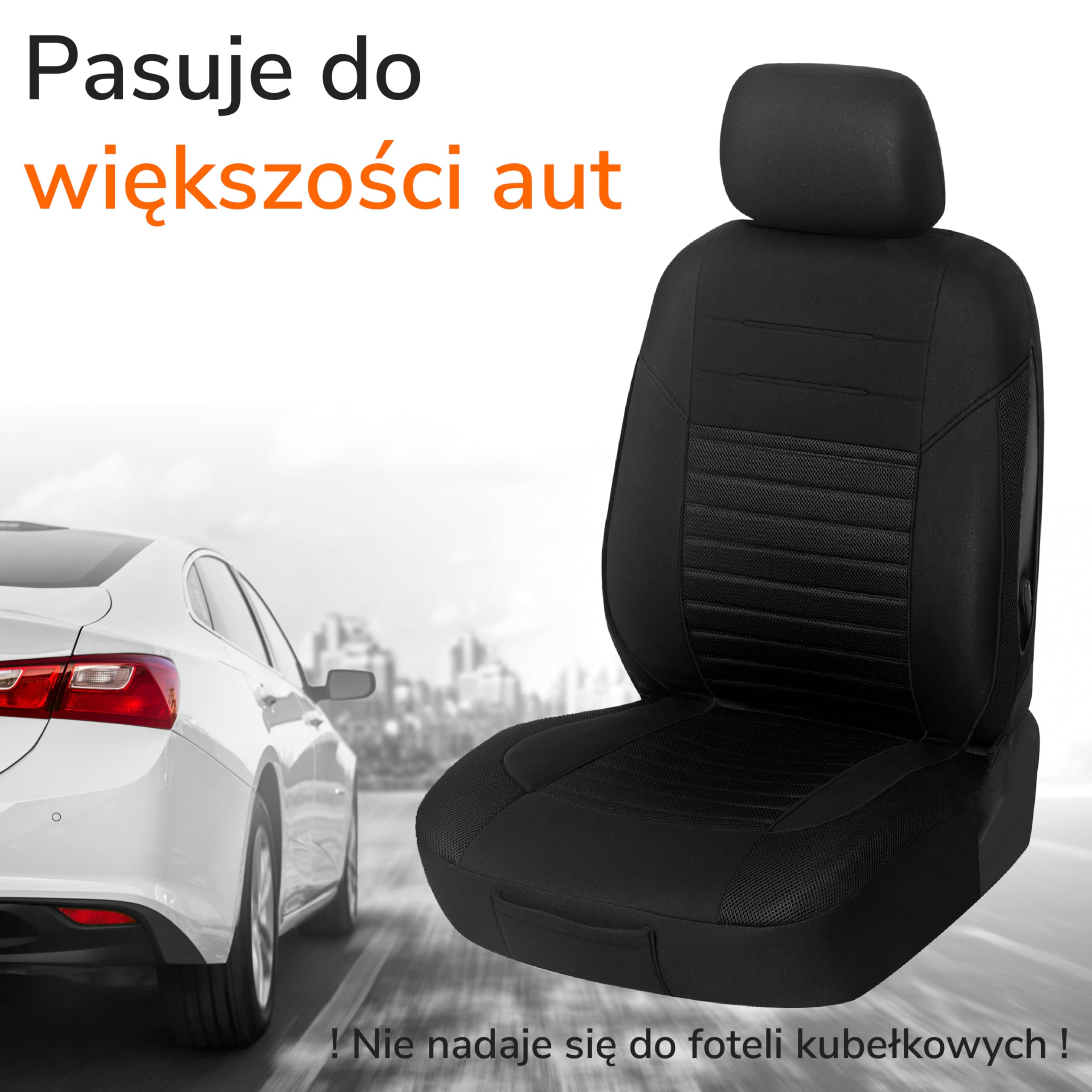 Upgrade4cars zestaw pokrowców na siedzenia samochodowe wersja 2026 | uniwersalne pokrowce na siedzenia w kolorze czarnym dla fotela kierowcy i pasażera | akcesoria do wnętrza samochodu dekoracja