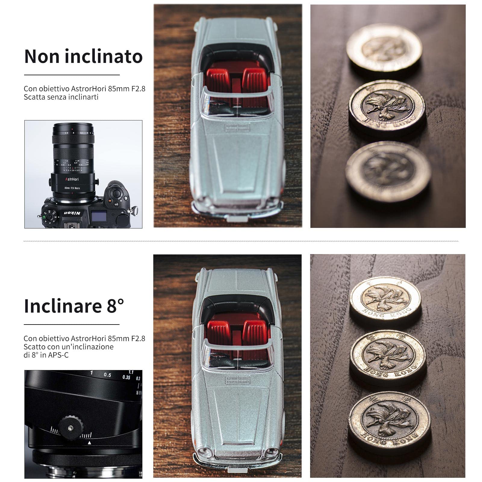AstrHori 85 mm F2.8 Macro e inclinazione e teleobiettivo medio 3 in 1 Full Frame manuale Insetto Gioiello Obiettivo ritratto per fotocamere mirrorless Fuji X Mount X-T2,X-T3,X-T4,X-T20,X-T30,X-A1,ecc