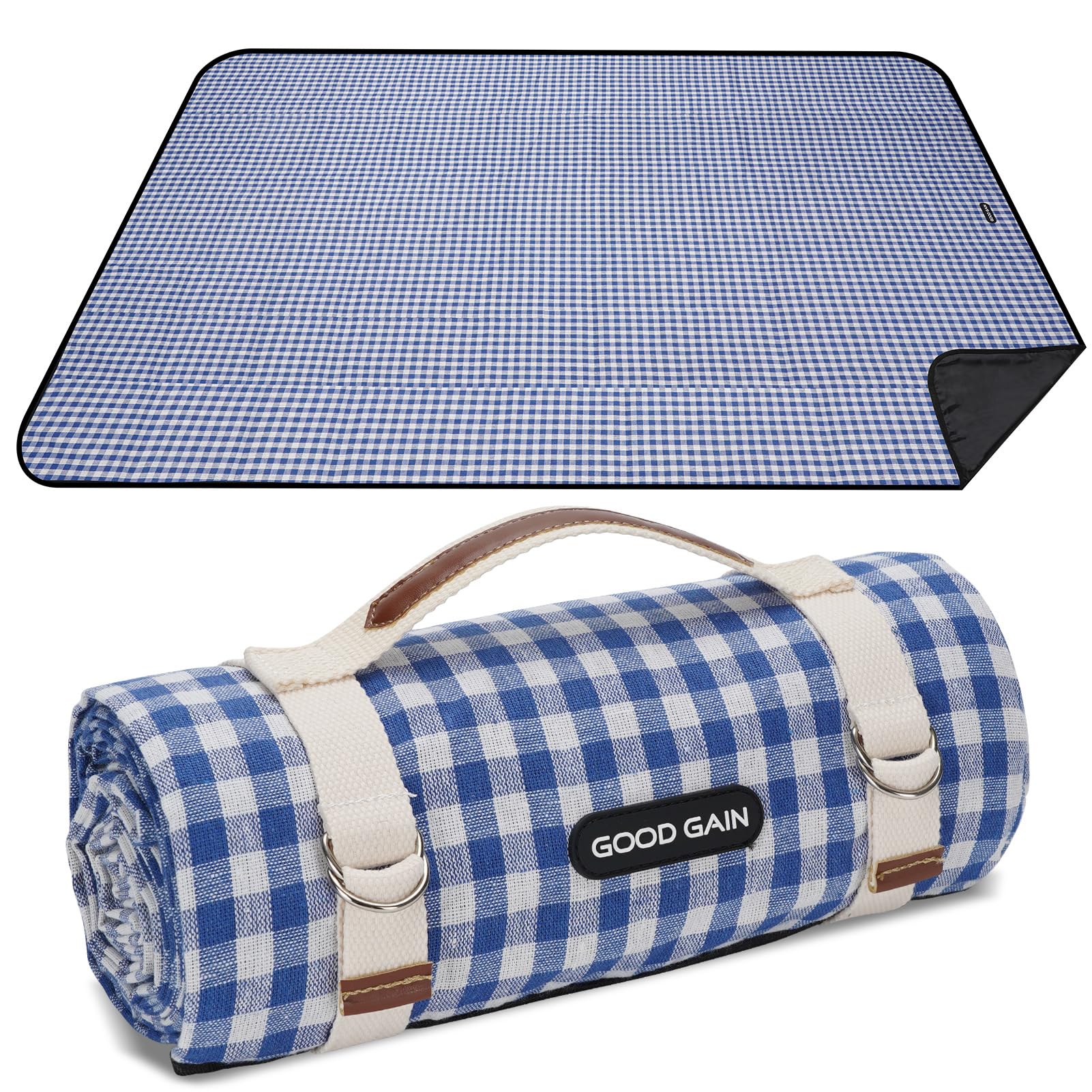 View 1 of ****MISSING THE CARRY STRAP****G GOOD GAIN Picnic Outdoor Blankets Waterproof Large - Beach Mat Sand Free Foldable with Carry Strap | Portable Camping Blanket | Park Blanket for Grass Park, Hiking, Travel, Concerts, Indoor (Blue)