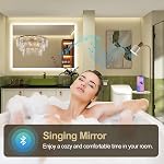 S·BAGNO 32''x24'' LED Bathroom Mirror with Lights, Bathroom Vanity Wall Mirror with Bluetooth Speaker, Anti-Fog, Stepless Dimmable, 3 Colors, Tempered Glass Lighted Vanity Smart Mirror for Bathroom