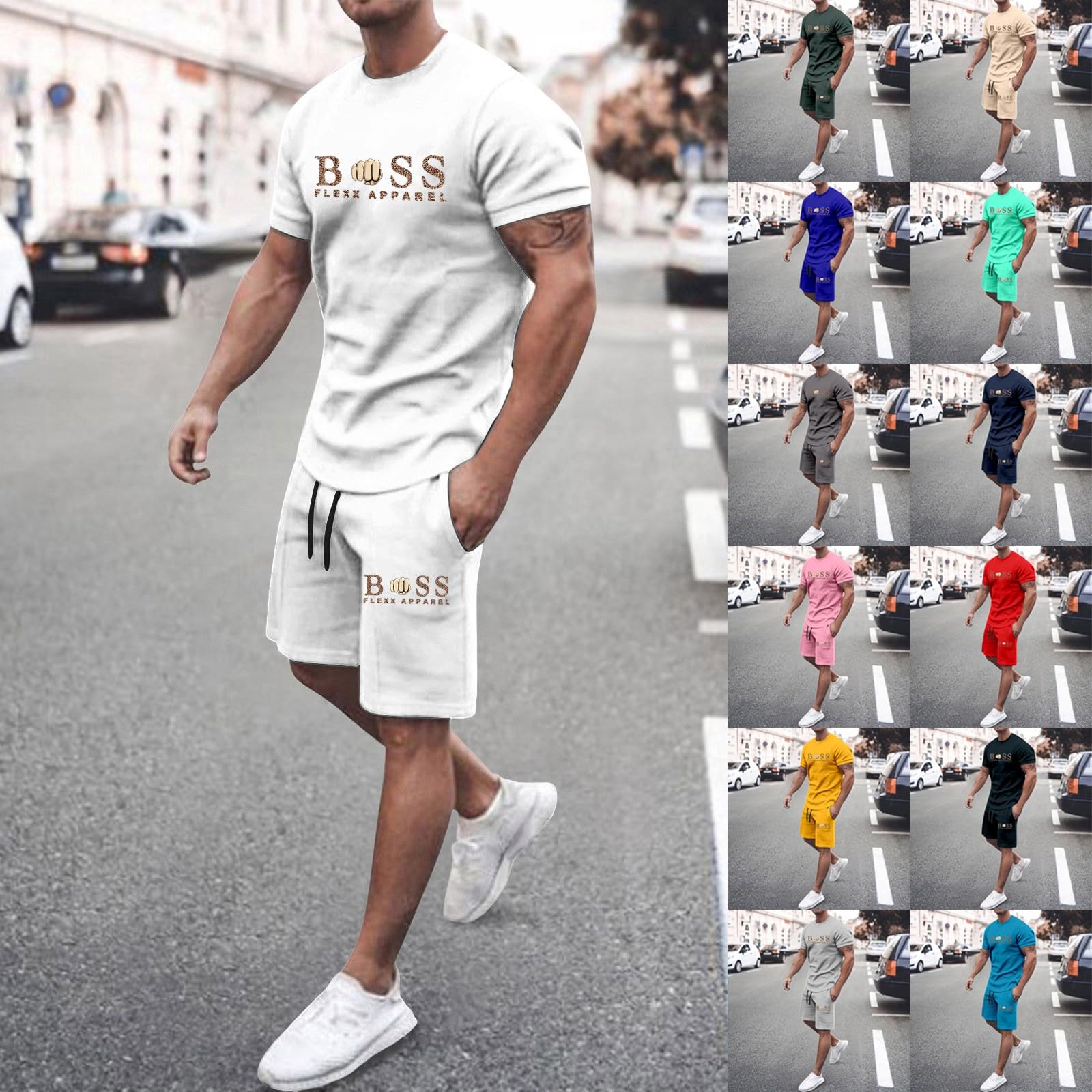 Chándal para hombre, traje deportivo holgado, cómodo, transpirable, conjunto de 2 piezas con camisetas y pantalones deportivos, traje de fitness elástico, ropa de calle, ropa de calle, ropa de