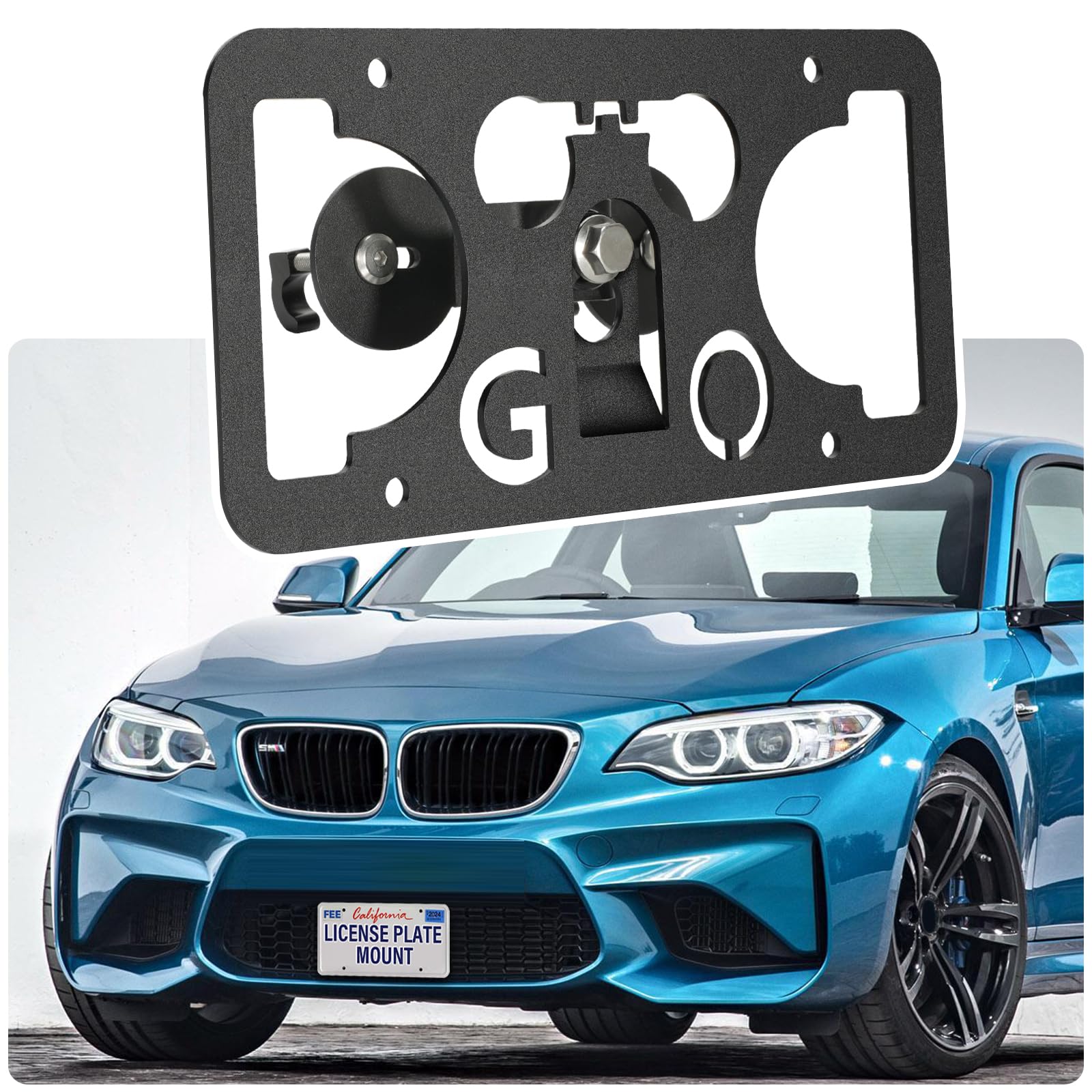 No Drill License Plate Holder Compatible with BMW M2 M3 M4 M5 M6 X5M X6M or M-Sport 1 2 3 4 5 Series X5 X6 Front Grille License Plate Mount Bumper
