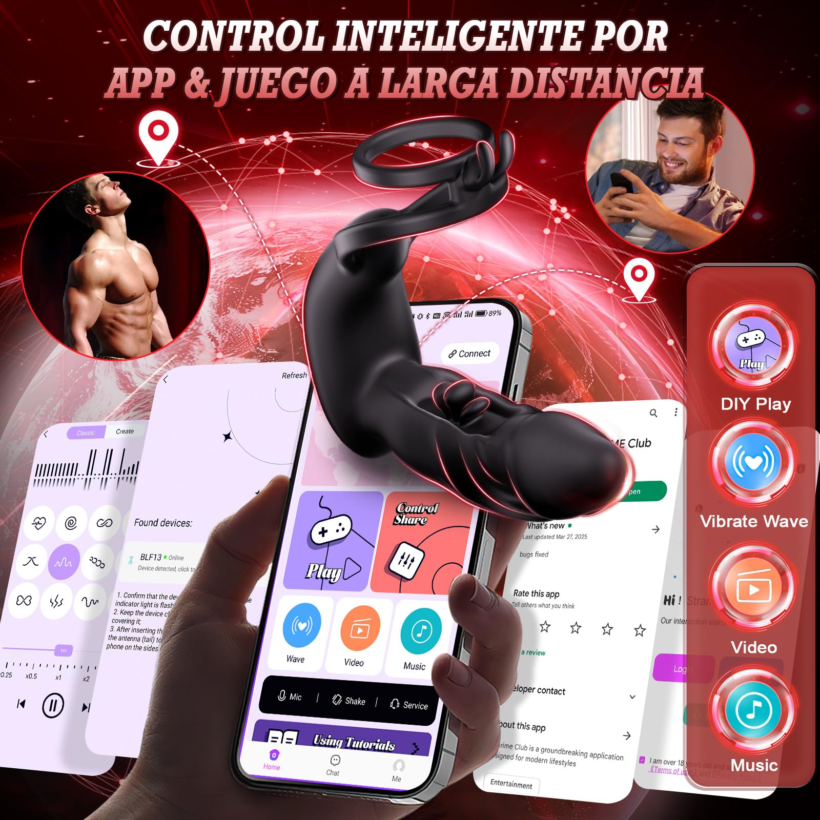 Juguetes eróticos Masculinos estimulador prostata - dilatador vibrador plug anal Silicona Principiantes con 10 modos de vibración & golpeo, Consoladores anales para hombre gay sexuales Distancia Dild
