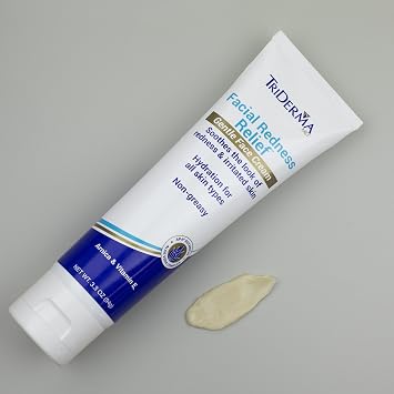 TriDerma Facial Redness Relief Bundle, Gentle Face Cleanser Plus Moisturizing Face Cream, Soothing Daily Redness Treatment for Red, Sensitive Skin| Promotes Even Skin Tone | Day/Night |