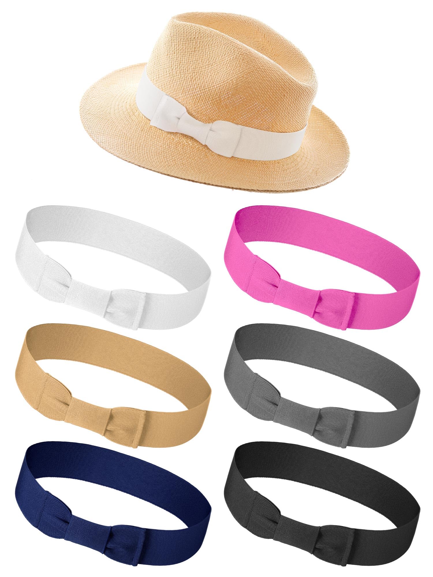 Tigeen 6 bandas elásticas con lazo para sombrero de vaquero para mujer, bandas para sombrero de fedora para sombrero, cinta de sombrero de paja Panamá, accesorios para sombreros