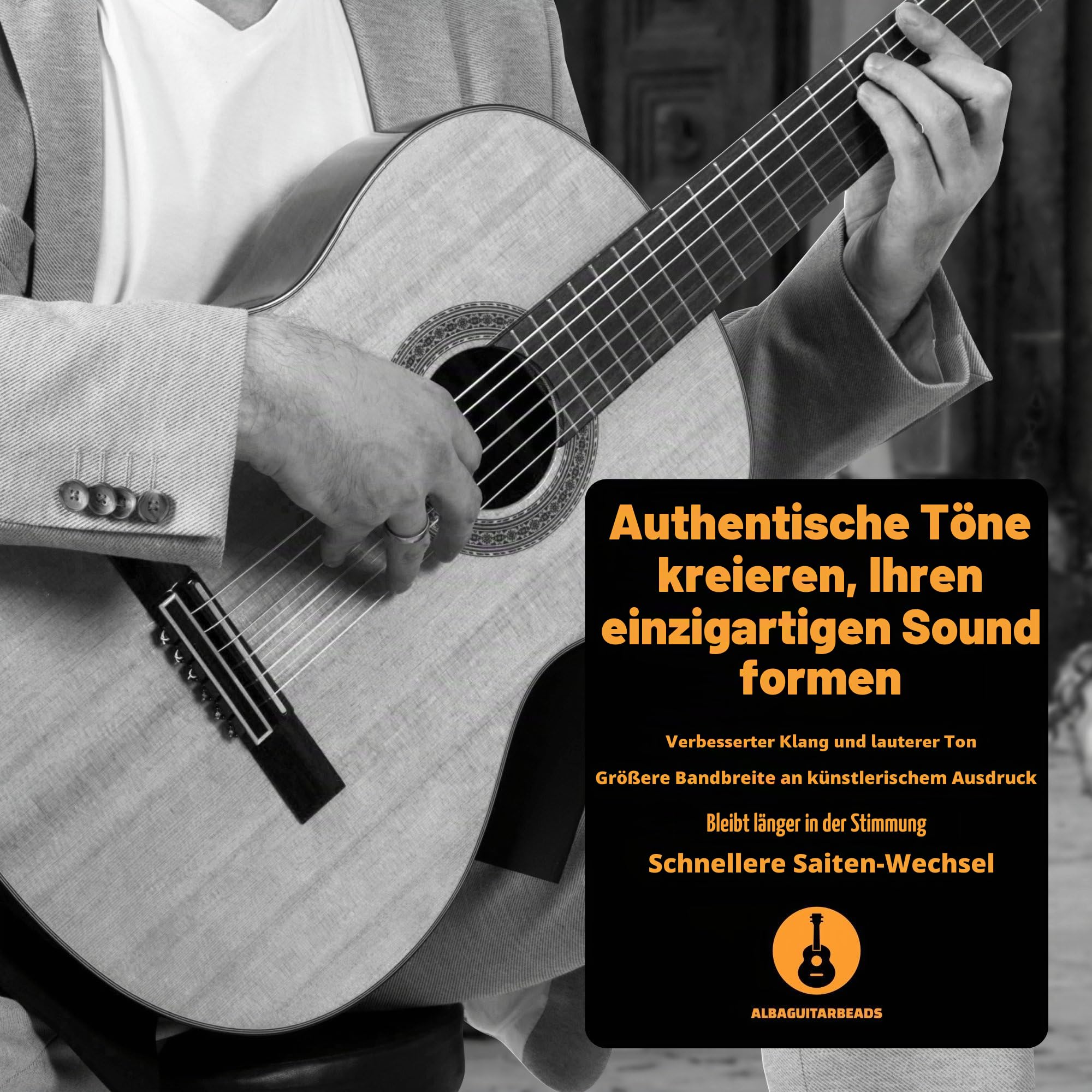 Gold Alba Guitar Beads aus Metall für Klassische, Flamenco- und Akustik Gitarren mit Nylonsaiten