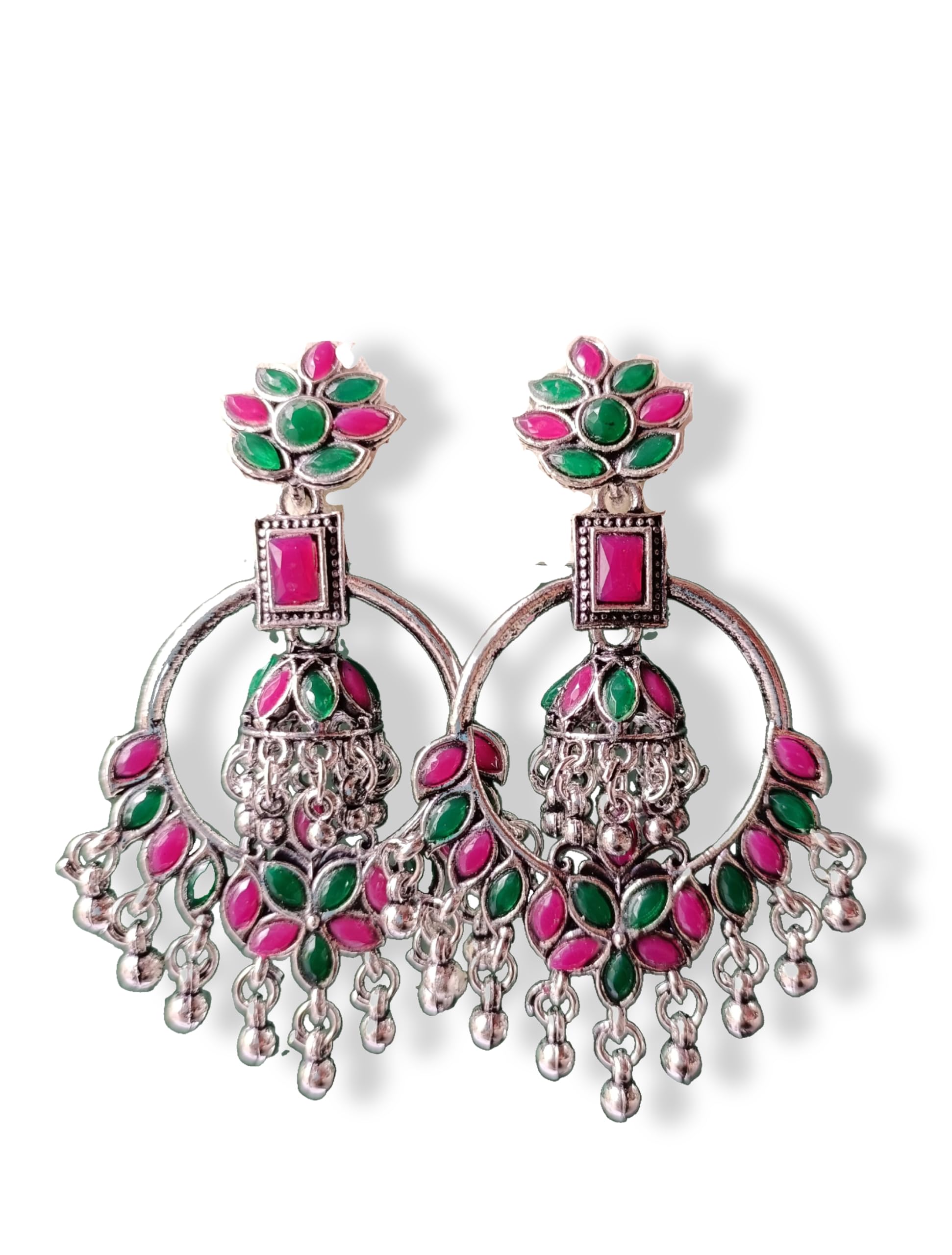 HENUKA Metal Oxidized Silver Multicolor Tassel Earrings (Style 1) (B0DG8YHX6F) Amazon Price History, Amazon Price Tracker
