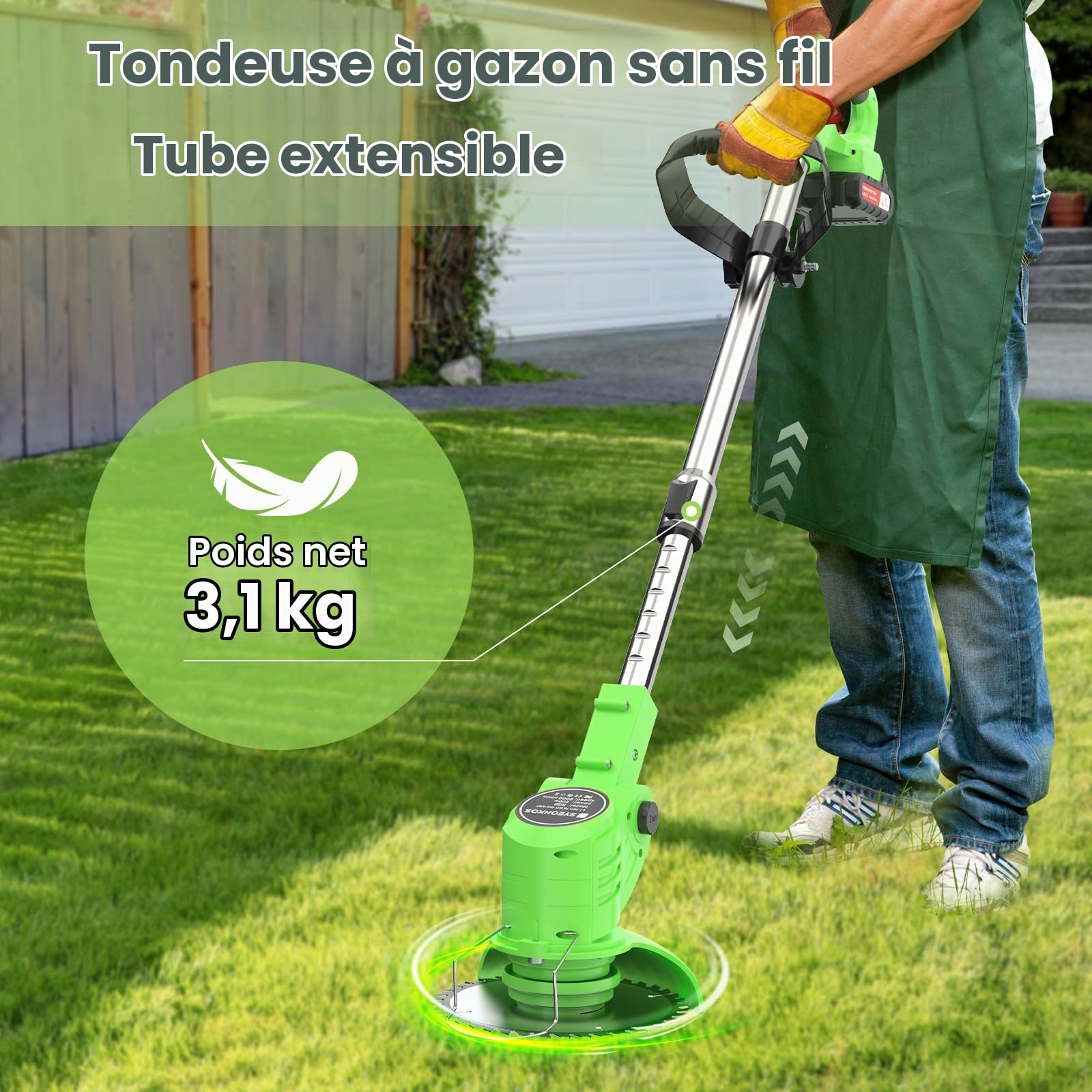 Débroussailleuse Électrique sans Fil, 800W Coupe Bordure sans Fil