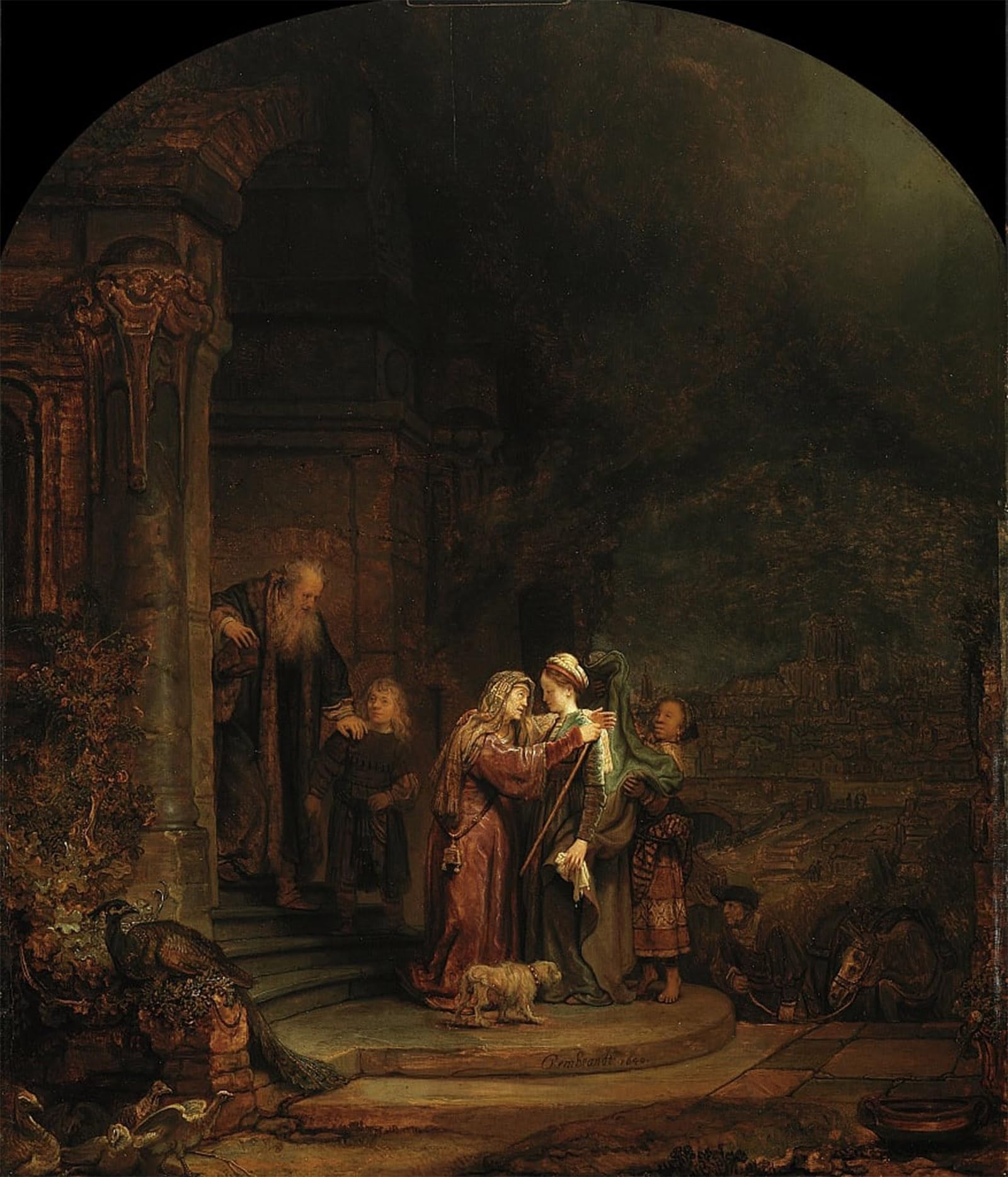 ARTXLXXBN Famous Prints Artwork Pictures Poster Painting Art The visitation, by Rembrandt van Rijn Artwork Landscape Pictures for Home Decor 60x90cm