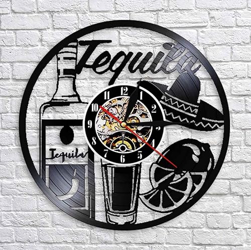 Miniatura 5 de Reloj de decoración de pared de 12 pulgadas11.8 in para bebidas Dringking, arte de pared, reloj de pared de tequila, reloj de pared de tequila,