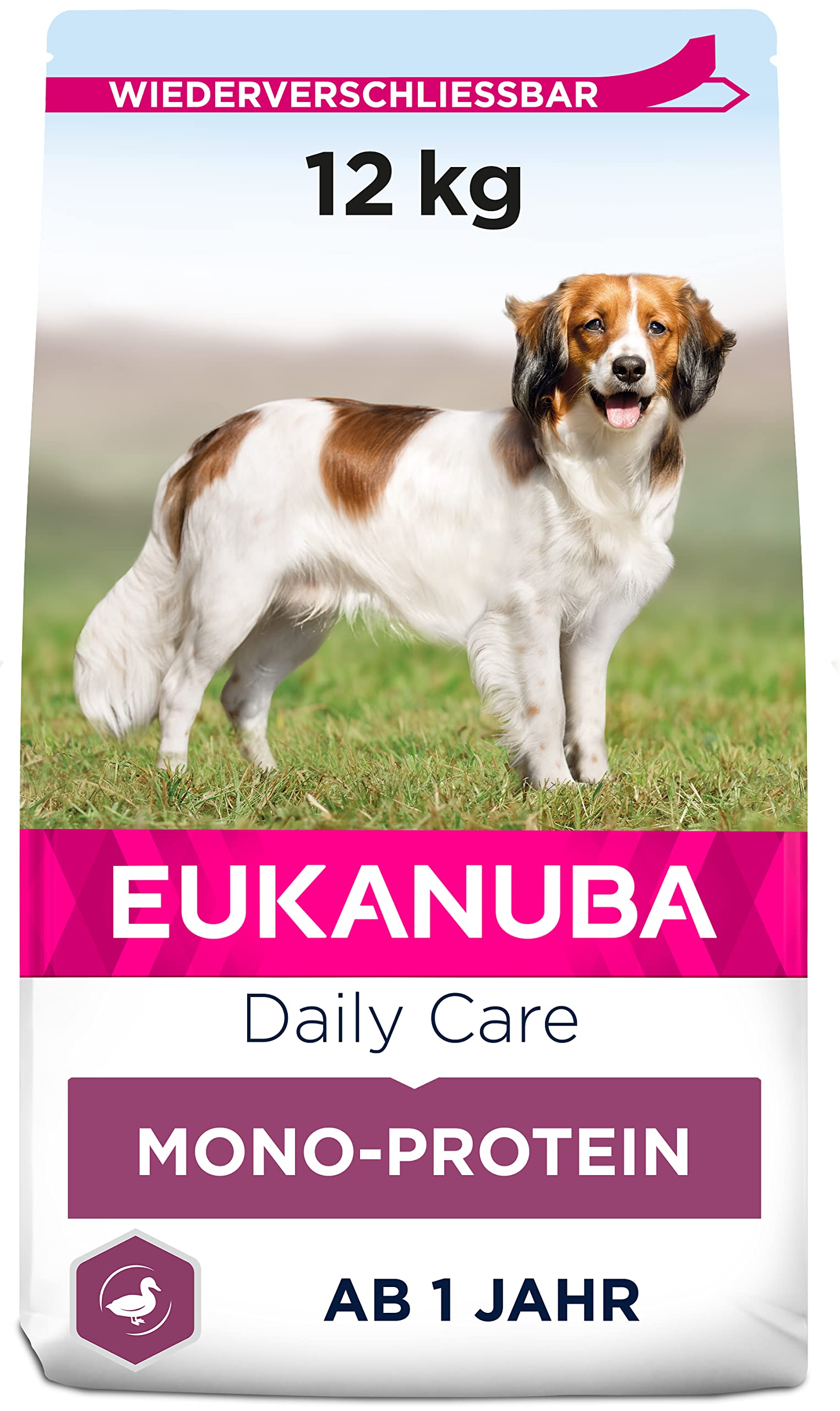 Eukanuba Daily Care Mono-Protein Hundefutter - Trockenfutter mit nur Ente als tierischem Protein, allergenarme Rezeptur, 12 kg