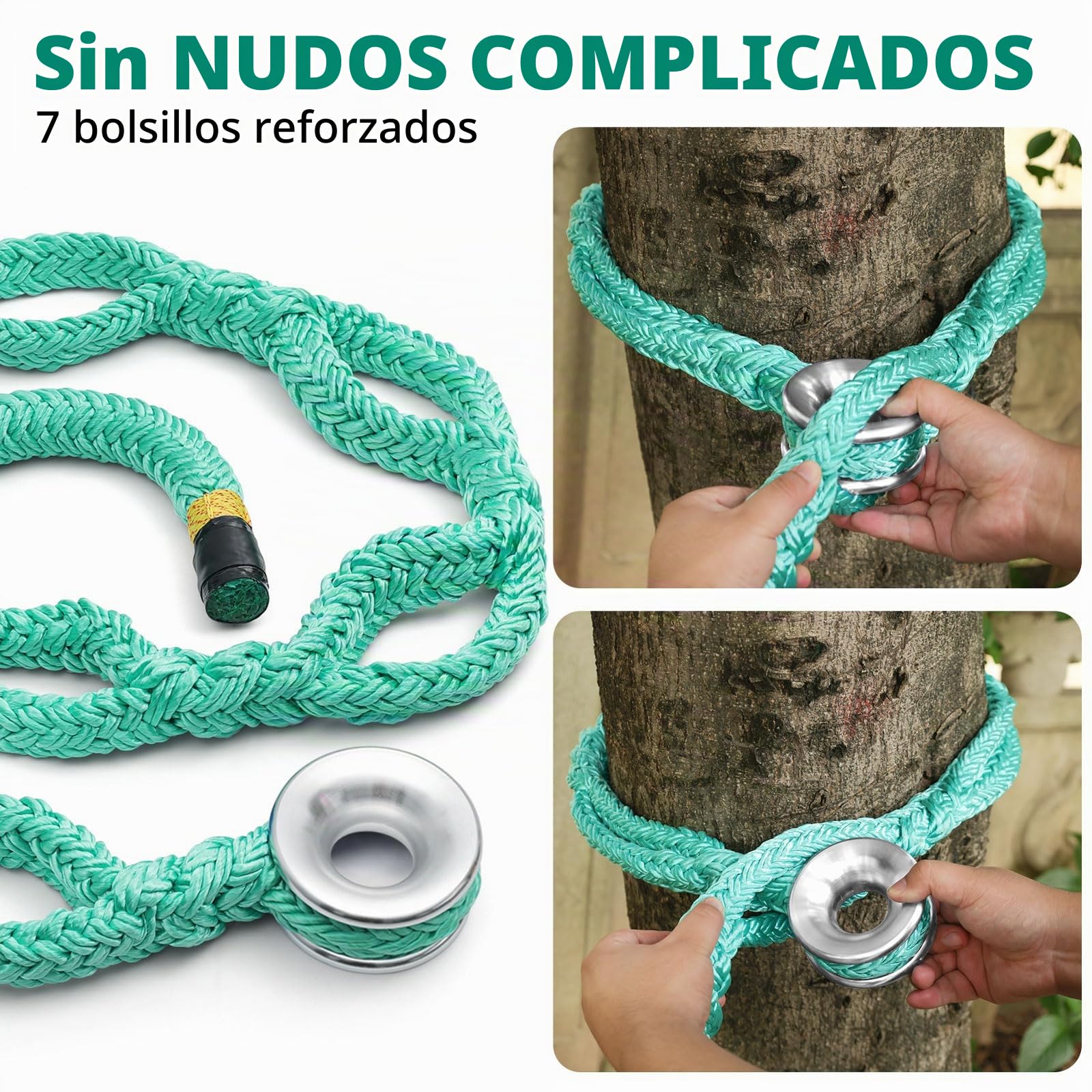 Correa de anillo de aparejo, cuerda arborista de 1.2 pulgadas x 6 pies con anillo de baja fricción, carga máxima de 15 t, ajuste de 7 bolsillos, eslingas de escalada, equipo de arborista, gran anclaje