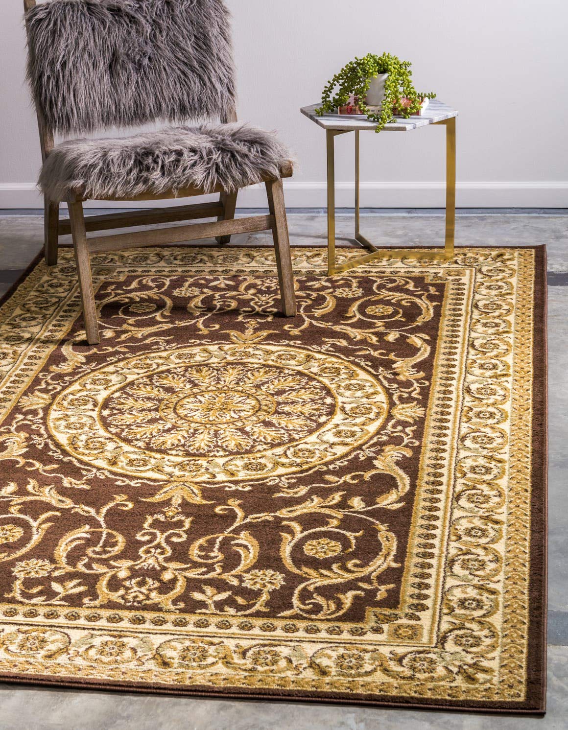 Unique Loom Versailles Collection Traditional Classic Medallion Floral Motif Area Rug (2' 2 x 3' 0 Rectangular, Brown/ Ivory)