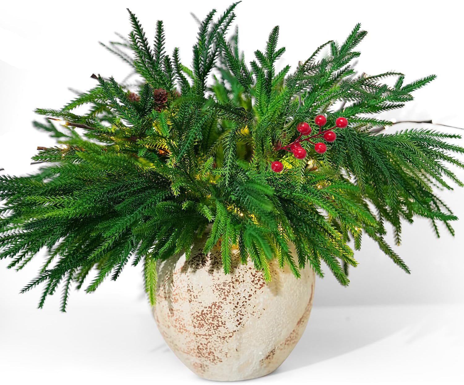 trytuny Norfolk Tannenzweige, künstliche Pflanzen, Norfolk-Girlande, fühlen sich echt an, künstliche Tannenzweige Weihnachtsgrün, DIY Handwerk für Weihnachten, drinnen und draußen, Zuhause, Party