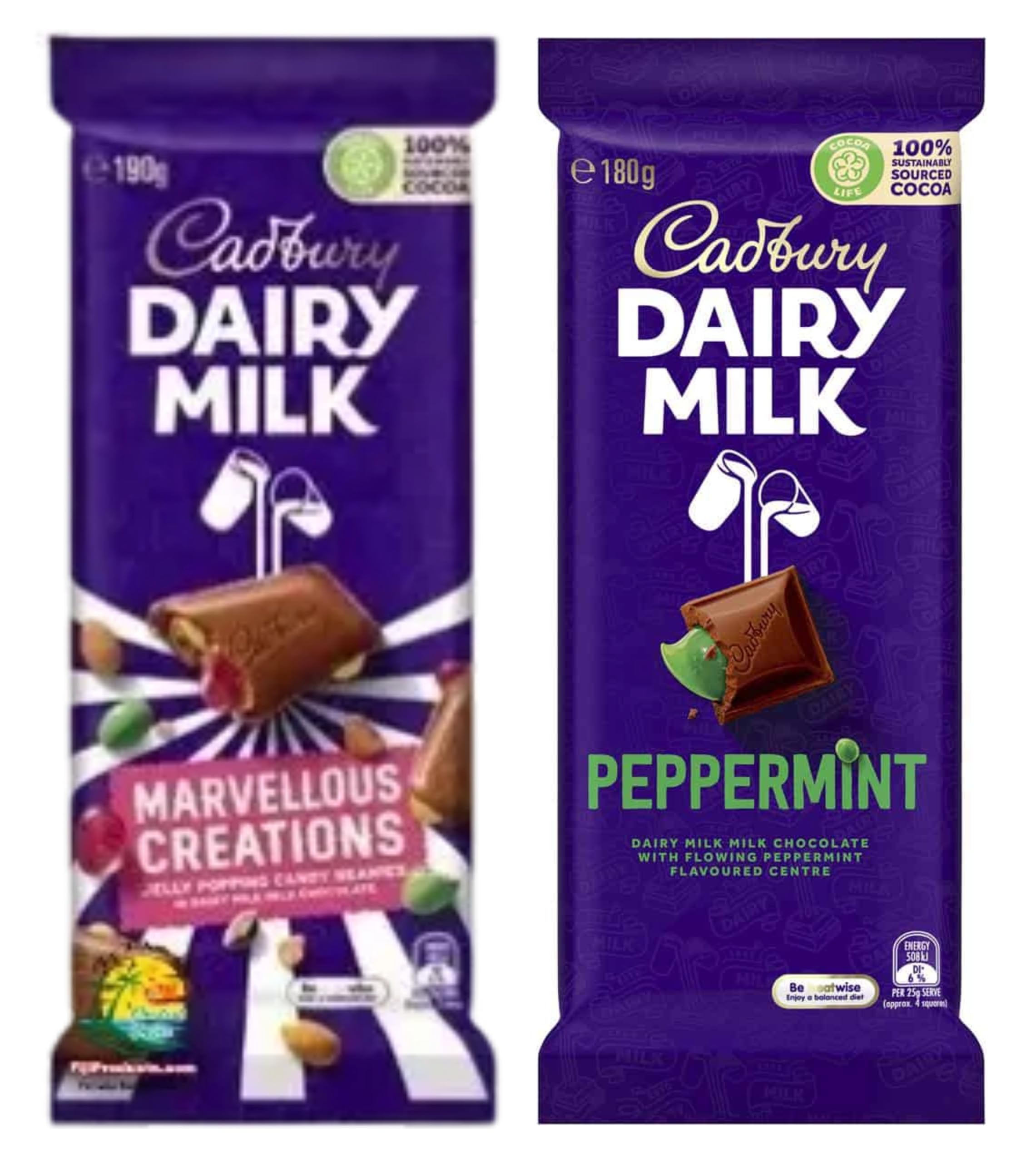 Chocolate Cadbury - Marvellous Creations & Peppermint (Pack Of 2 x 180g) Experience the perfect fusion of Cadbury Chocolate in a delightful, Yummy... Full Size