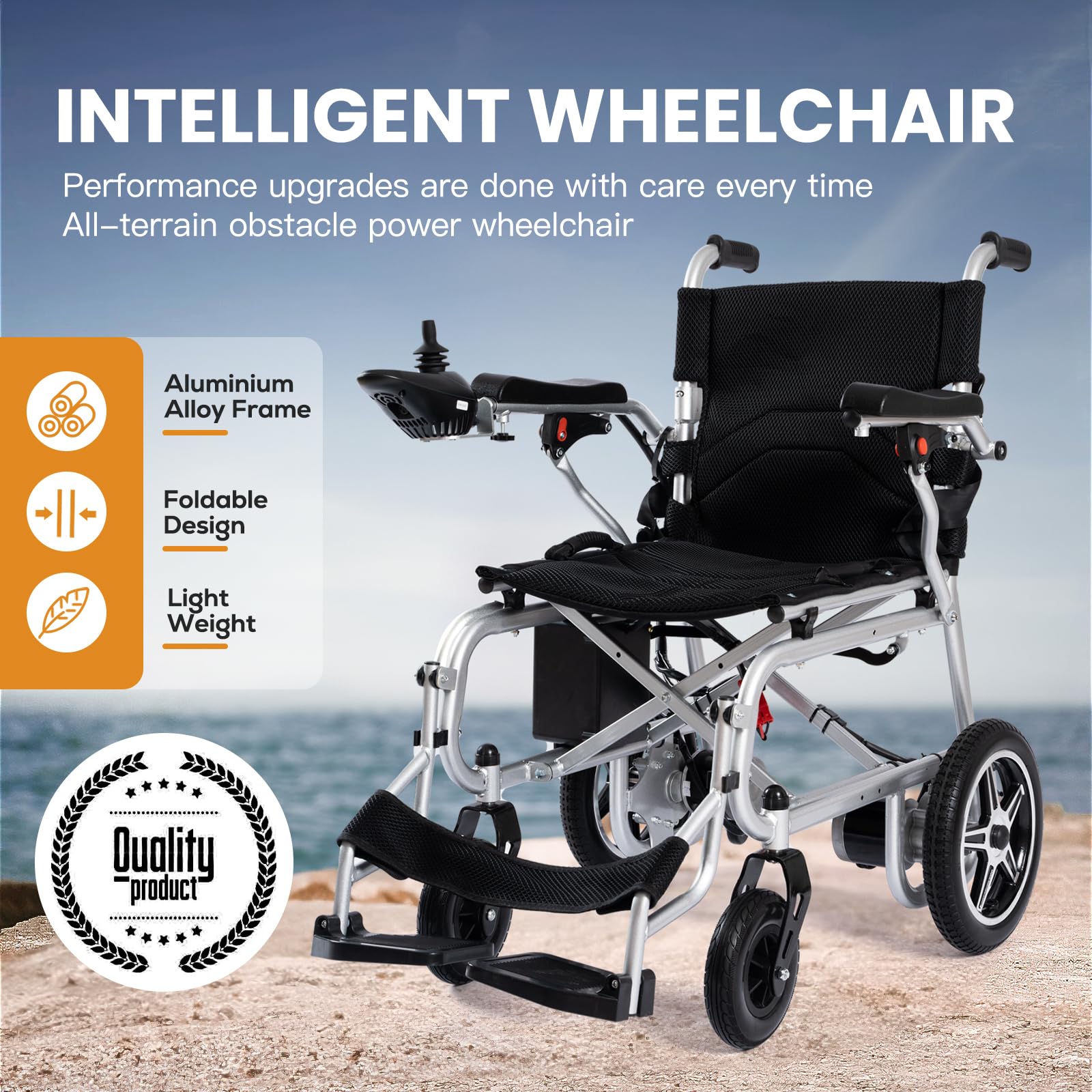Culver Artemis Pro Lightweight Foldable Electric Wheelchairs for Seniors - 2x250W Motor Power Wheelchair - Travel/User Friendly Electric Wheelchairs for Seniors, Long Range Electric Wheelchair, Black