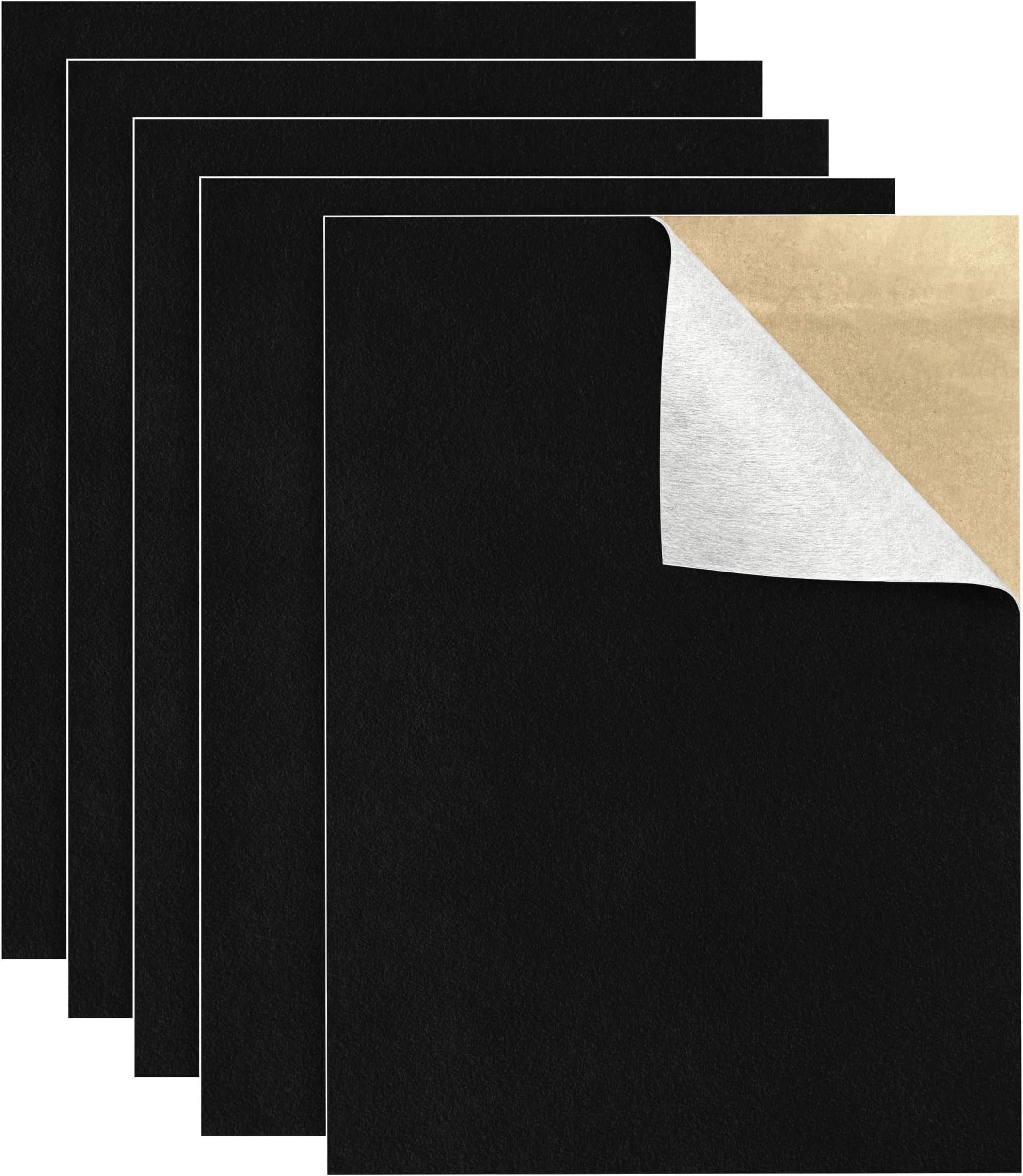 5PCS Self Adhesive Felt Sheet - Black Felt Sheets with Adhesive Backing for Drawer/Jewelry Box Liner (9" x 11")