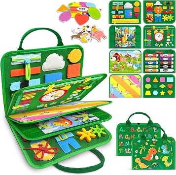Gojmzo Busy Board Montessori Toys for Toddler Boy Girl Birthday Gifts, Busy Book Sensory Toys for Toddlers, Learning Educational Toddler Travel Activities