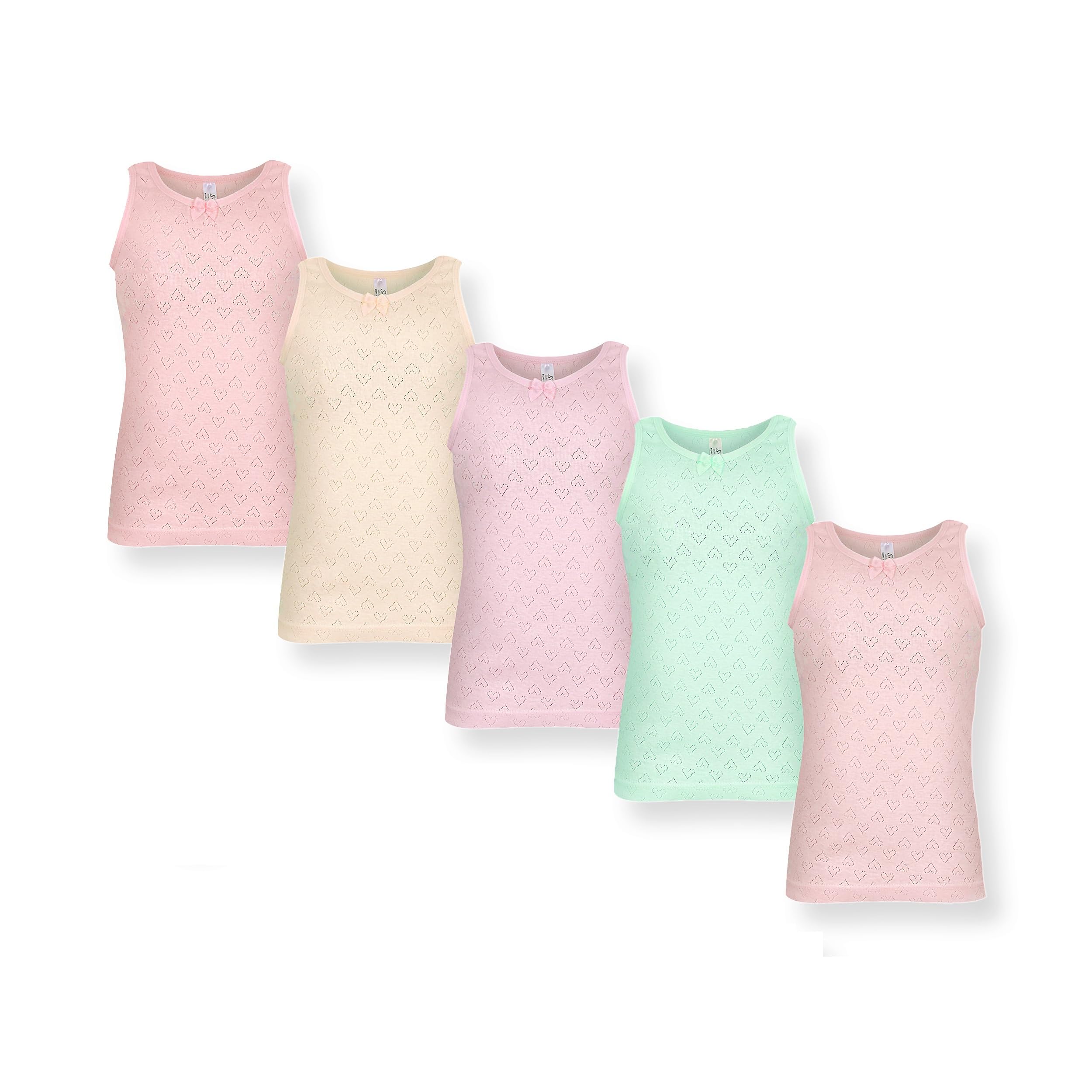 SAMILY Unterhemden für Mädchen 100% Baumwolle 5er Pack Unterwäsche, Tank Top atmungsaktiv bequem – Gr. 98–164