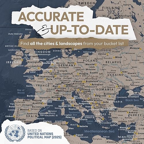 Miniatura 5 de Mapa del mundo con alfileres para marcar lugares  Arte de pared de mapa del mundo enmarcado  Mapa del viajero del mundo premium (40 x 30)