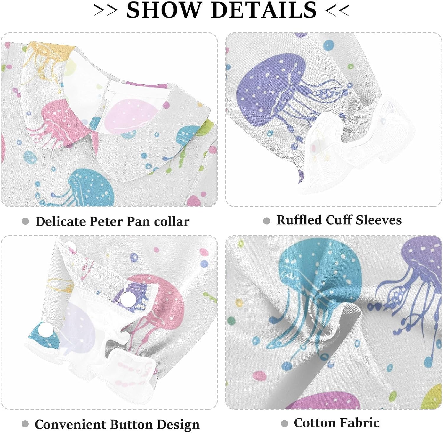 vvfelixl Baby Sleepers Rainbow Color Jellyfish Long Sleeve Onesie Girl Baby Clothes for Girl Play One-piece for 0-3 months