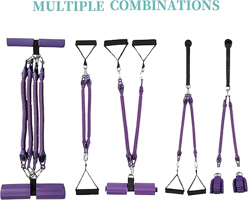 Miniatura 2 de Rebomer - Banda de resistencia a pedales, banda de ejercicio para el hogar, para entrenamiento, 4 tubos elásticos para hombres y mujeres, cuerda de