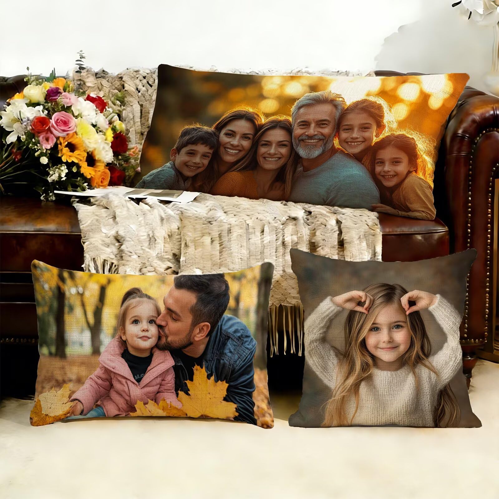 Kissen Personalisiert, Kissenbezug 60x180 - kissen mit foto Personalisiert mit Eigenem Foto & Text - Doppelseitig Bedruckt Fotokissen Dekokissen, Zierkissen Sofakissen, Personalisierte Geschenke J1-18