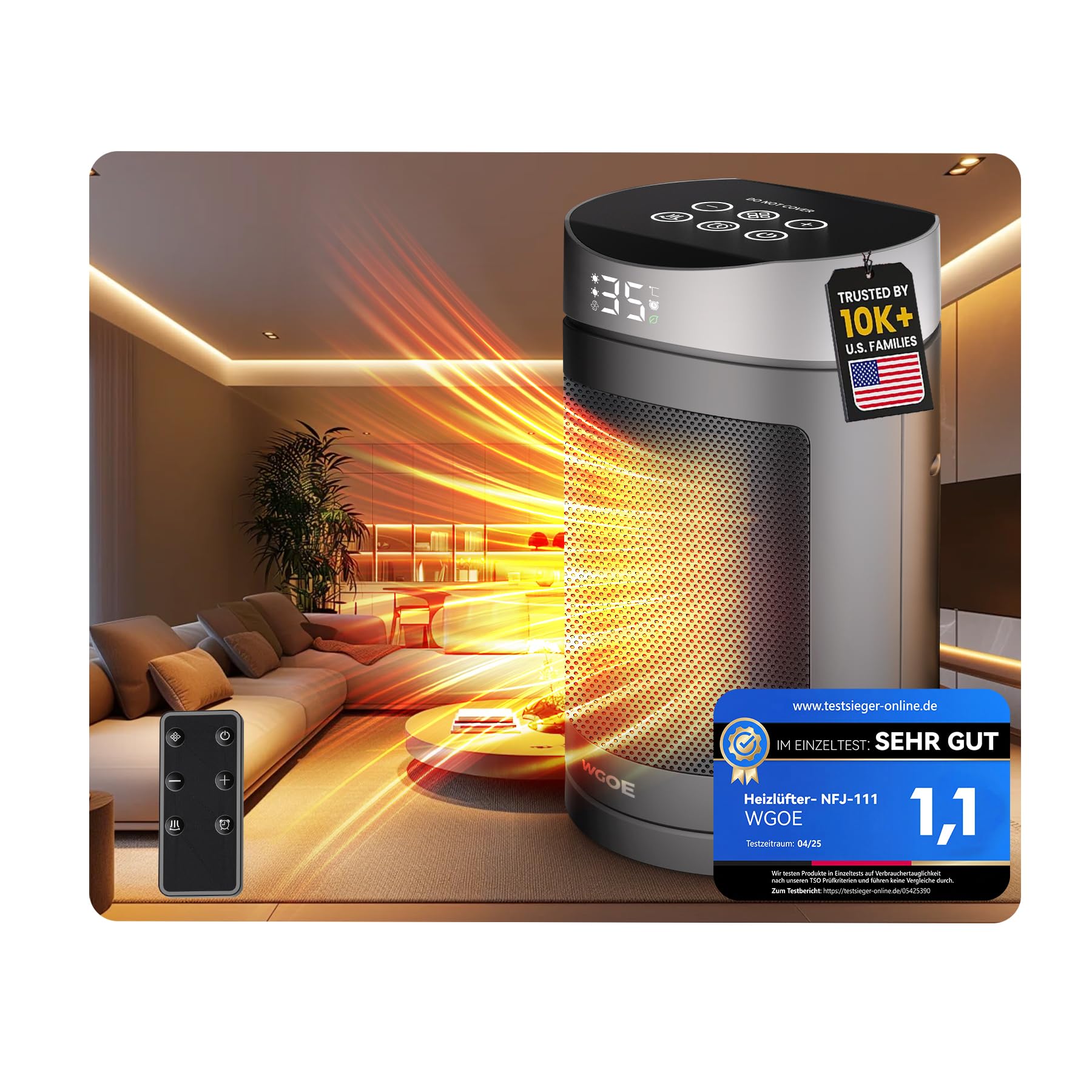 2026 Neuer Upgrade Heizlüfter Energiesparend【Fortschrittliche PTC-1.8S Schnelle Wärme】【Optimierter Luftstrom für leisen Komfort】Heizung Elektrisch, Heizstrahler für Camp,Büro&Schlafzimmer