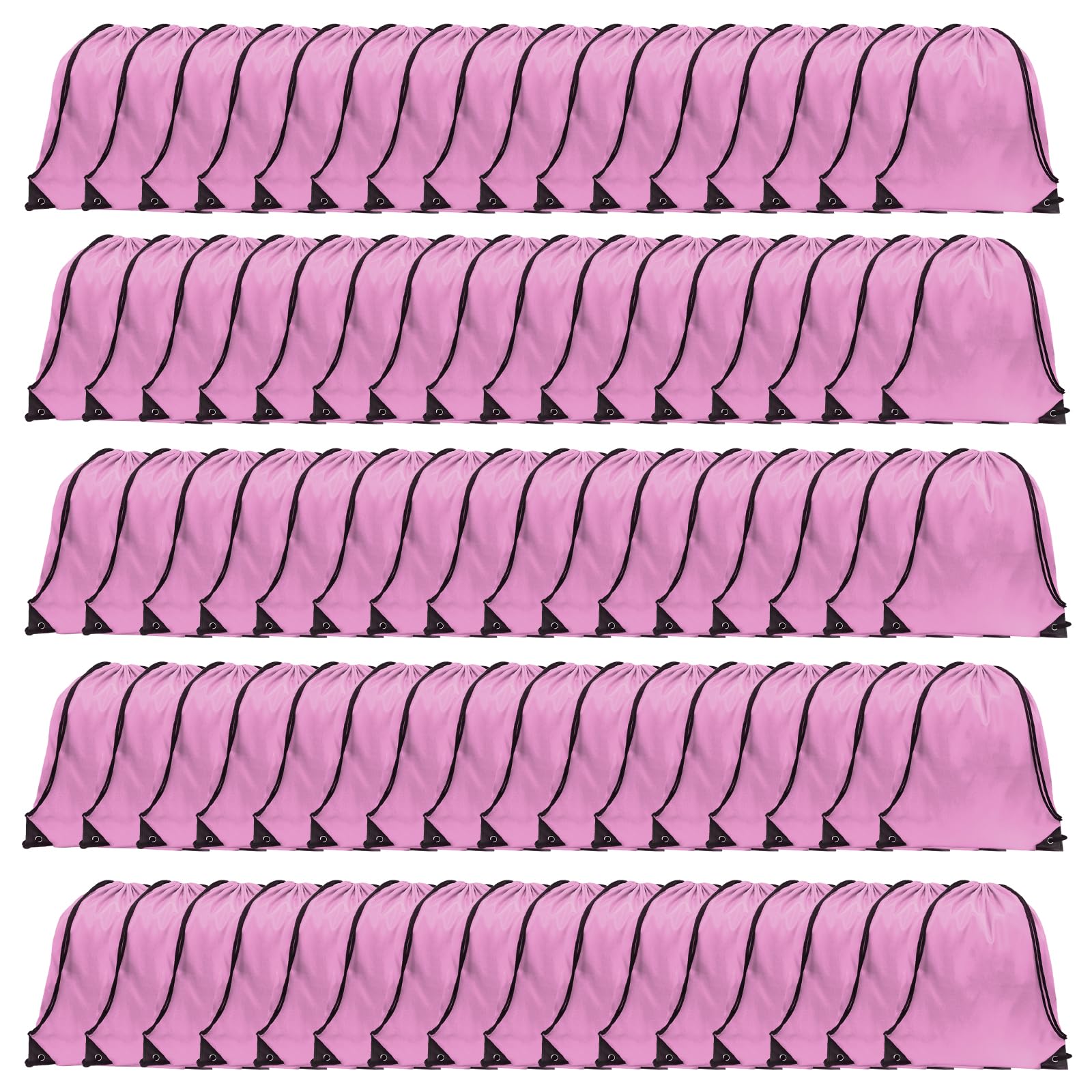 GoodtoU Nylon Backpacks - Drawstring Bags for Sport, Traveling, Team (Pink, 80Pcs)