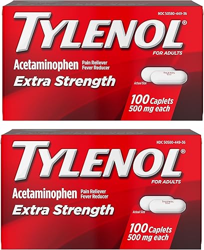 Tylenol Pastillas para aliviar el dolor y reducir la fiebre, pastillas de acetaminofén de 500 mg para aliviar el dolor de cabeza, dolor de espalda,