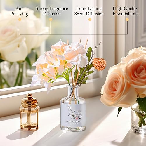 Miniatura 3 de XEPTLE Ambientador de habitación, difusor de varillas de flores falsas naturales con varillas de larga duración, fragancia perfumada para el hogar,