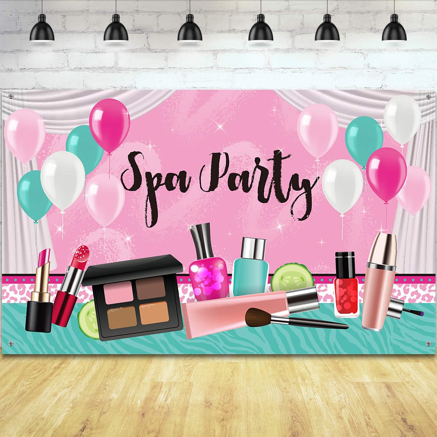 Frienda Spa Party Decorations for Girls, 71 x 43 Inch, Sweet Pink Backdrop Princess Makeup Birthday Photography Background Photo Booth Banner for Spa Day Make up Theme Party Decorations