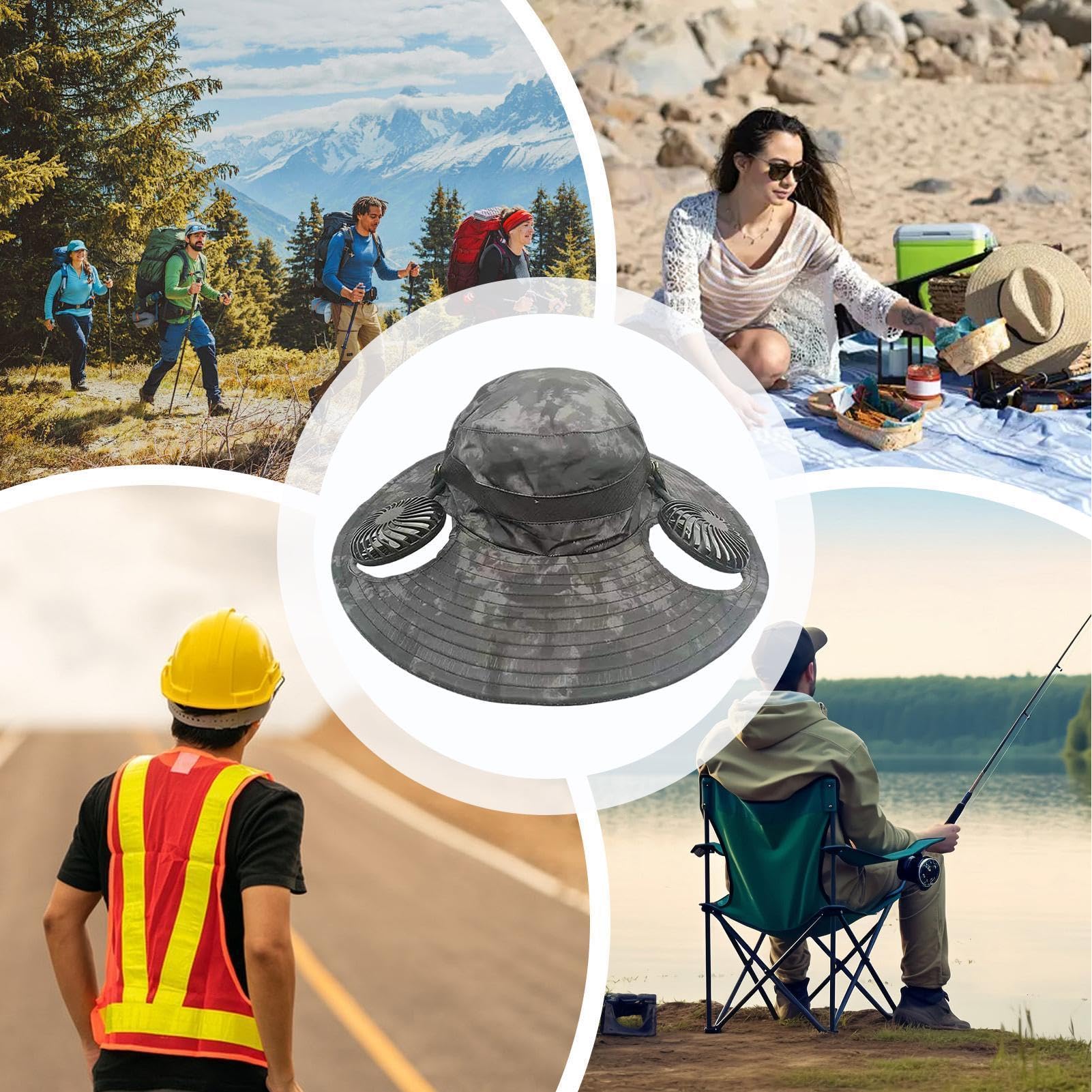 Generico Men Bucket Hat | Gorro portátil refrescante | Sombrero de sol de cubo con ventilador, para mujer, adulto, , chico, senderismo, viaje, playa, camping, trabajo